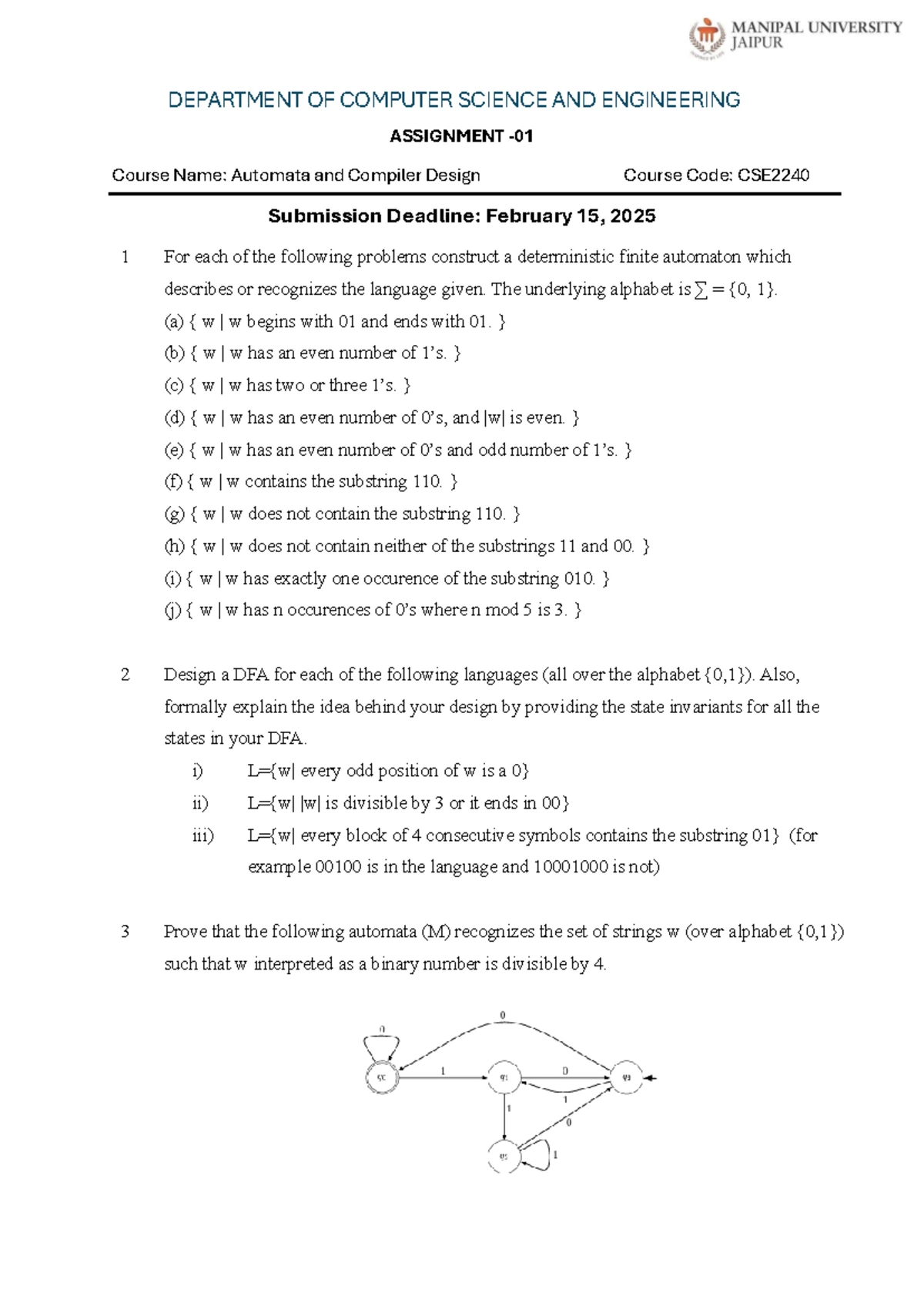 ACD Course Assignment - DEPARTMENT OF COMPUTER SCIENCE AND ENGINEERING ...