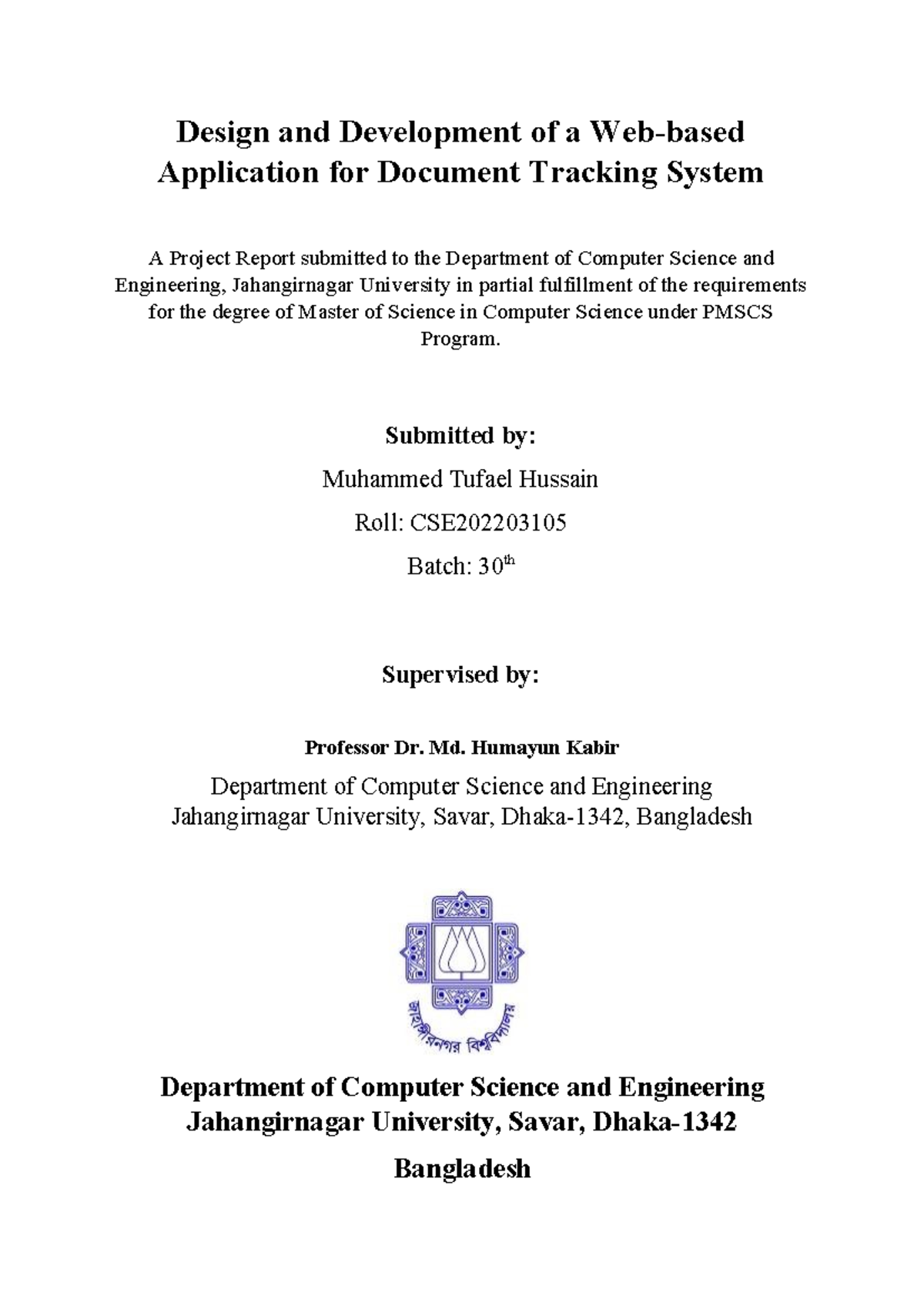 CSE202203105 Final Project Report on Web-based Document Tracking System ...