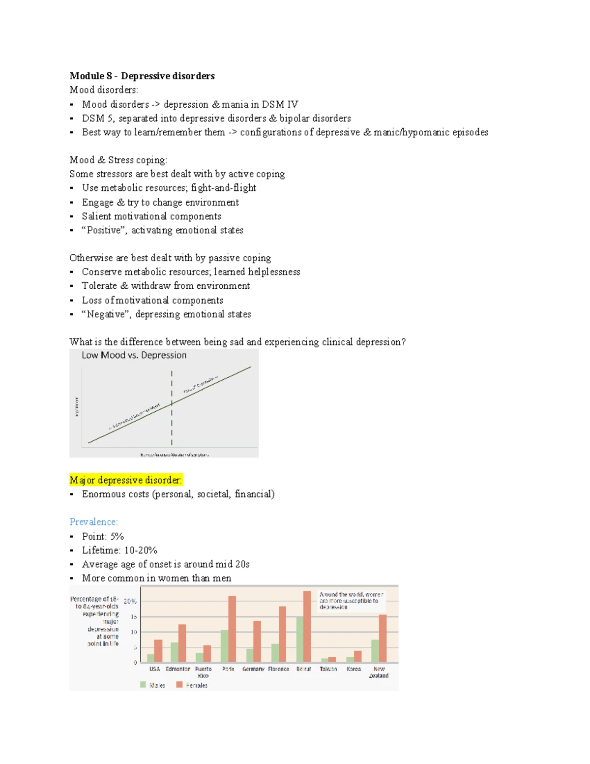 Psyc 300 Final Exam Notes: Understanding Mood Disorders and Treatments ...