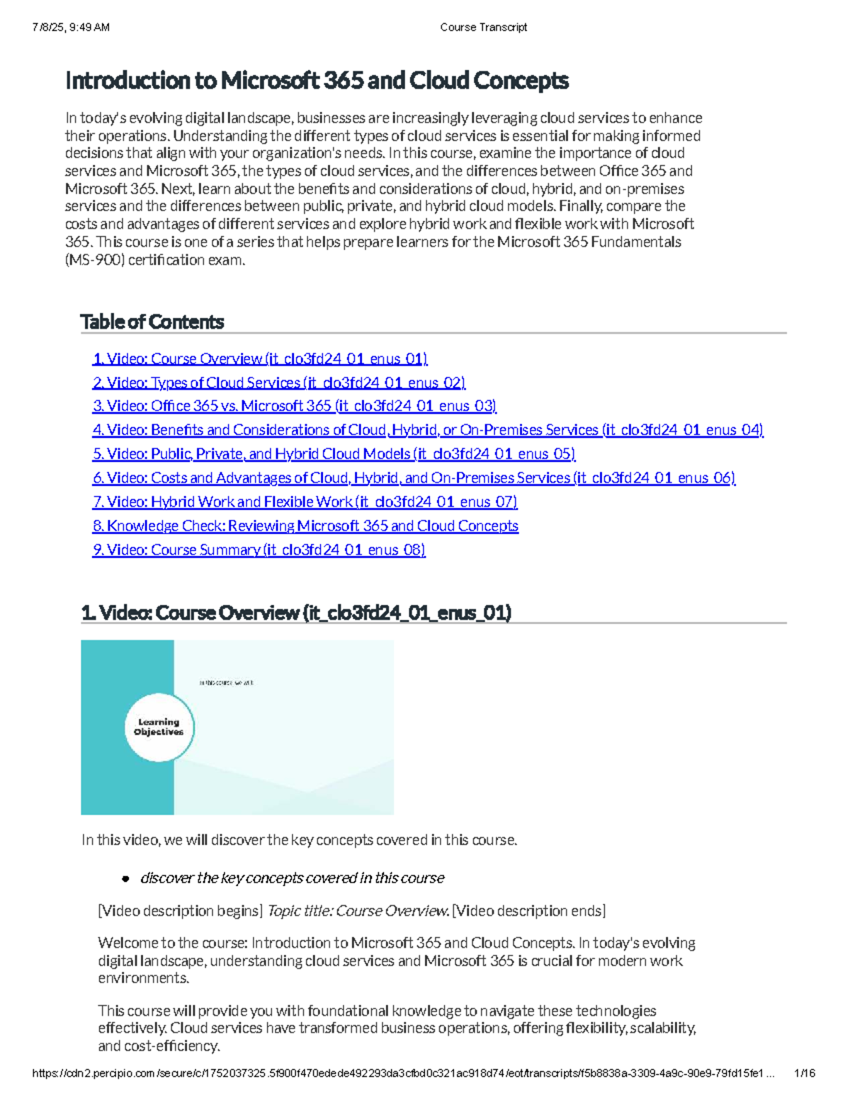 Introduction to Microsoft 365 & Cloud Concepts (IT_CLO3FD24) - Studocu