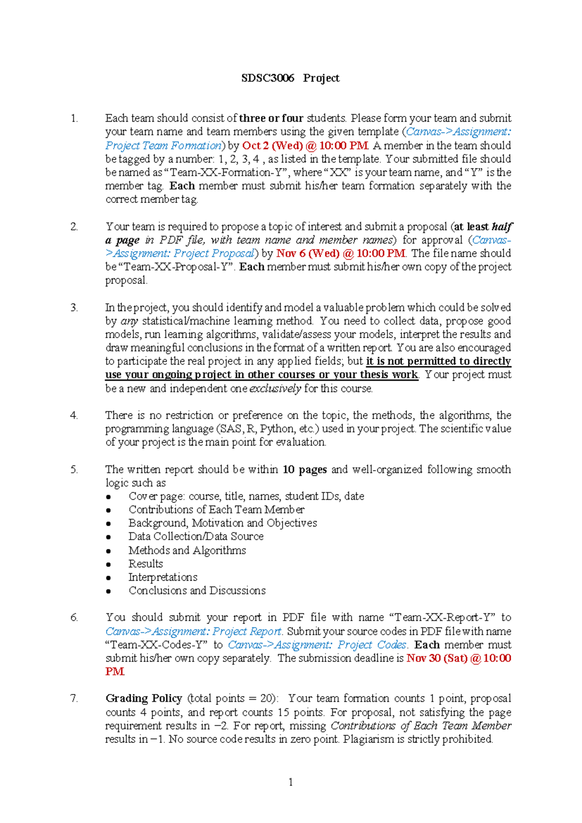SDSC3006 Project Instructions and Guidelines for Team Submission - Studocu