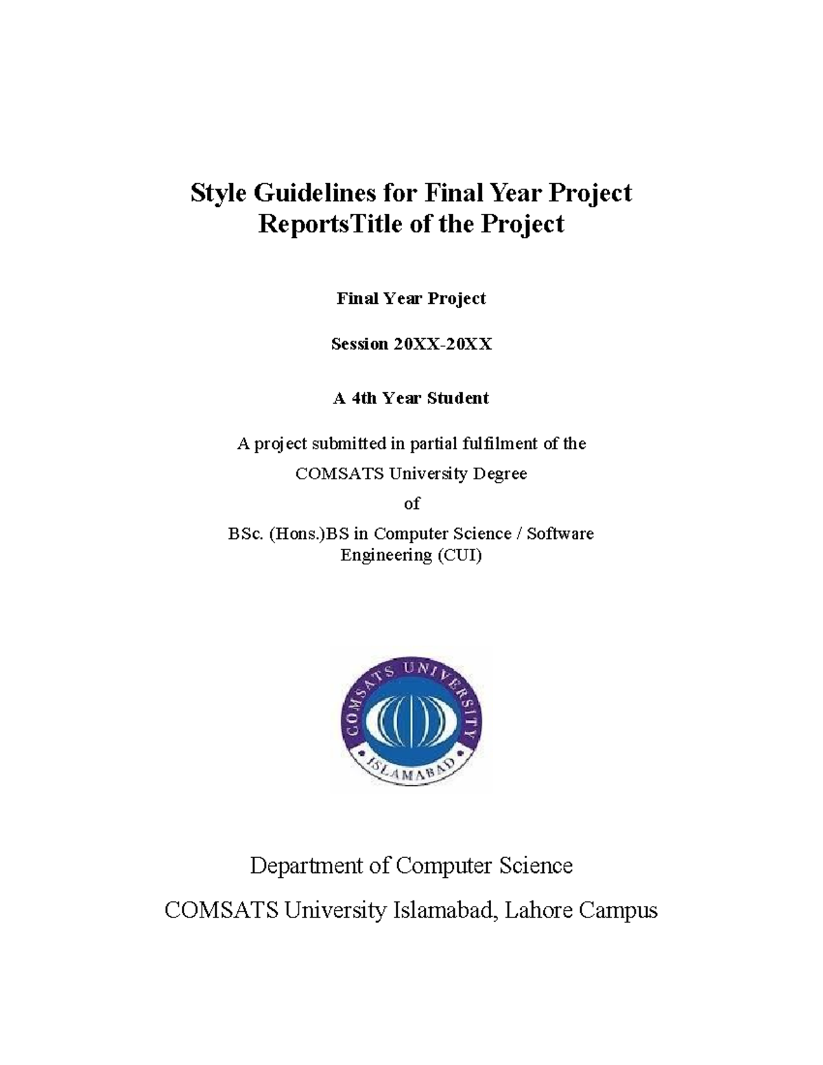 FYP-II Report Template for Final Year Project Guidelines - Studocu
