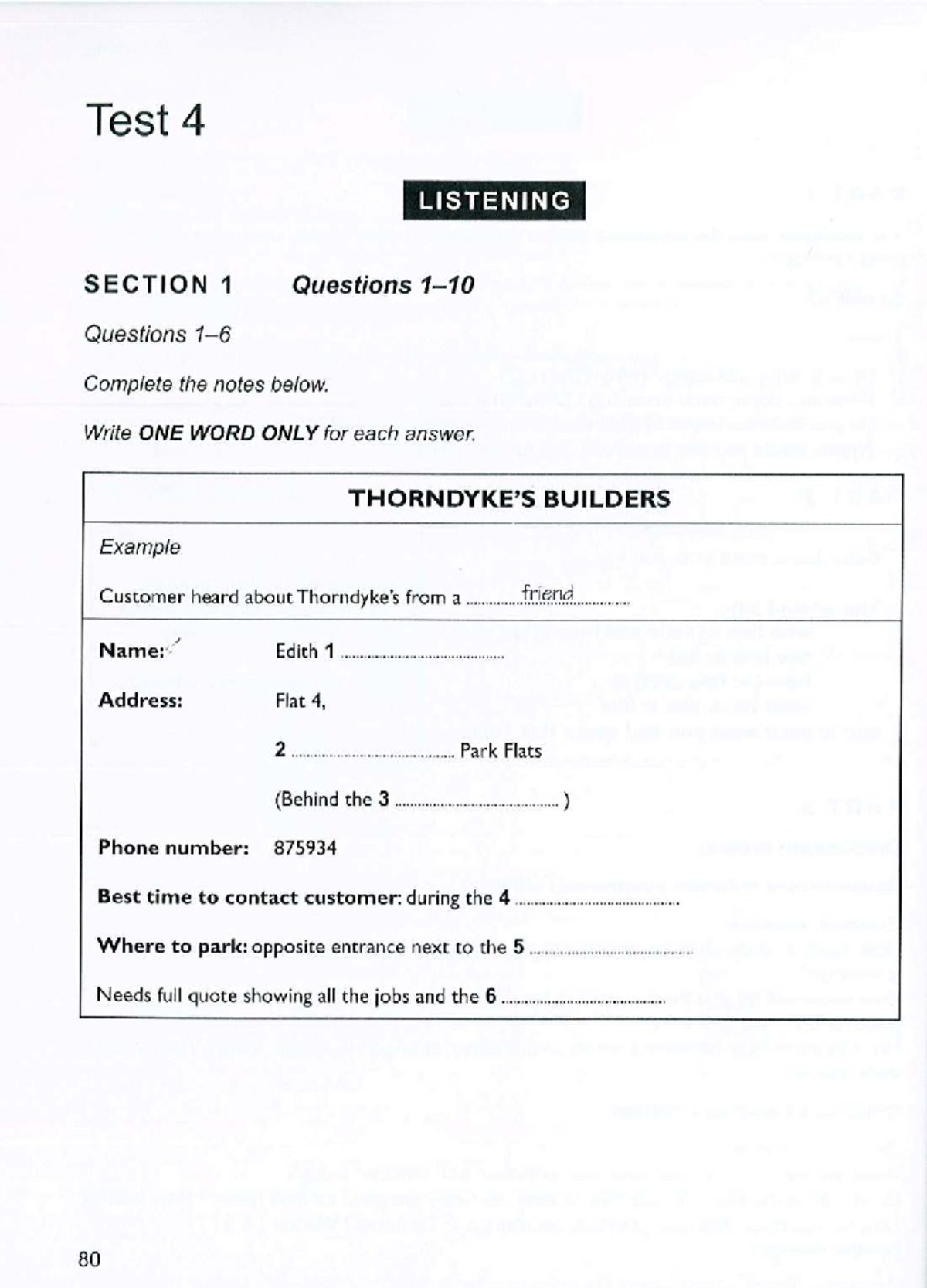 TEST 4 - Listening Section Questions and Answers - Studocu