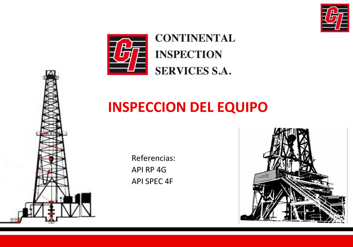 Inspección de Estructuras: Normas API RP 4G y API SPEC 4F - Studocu