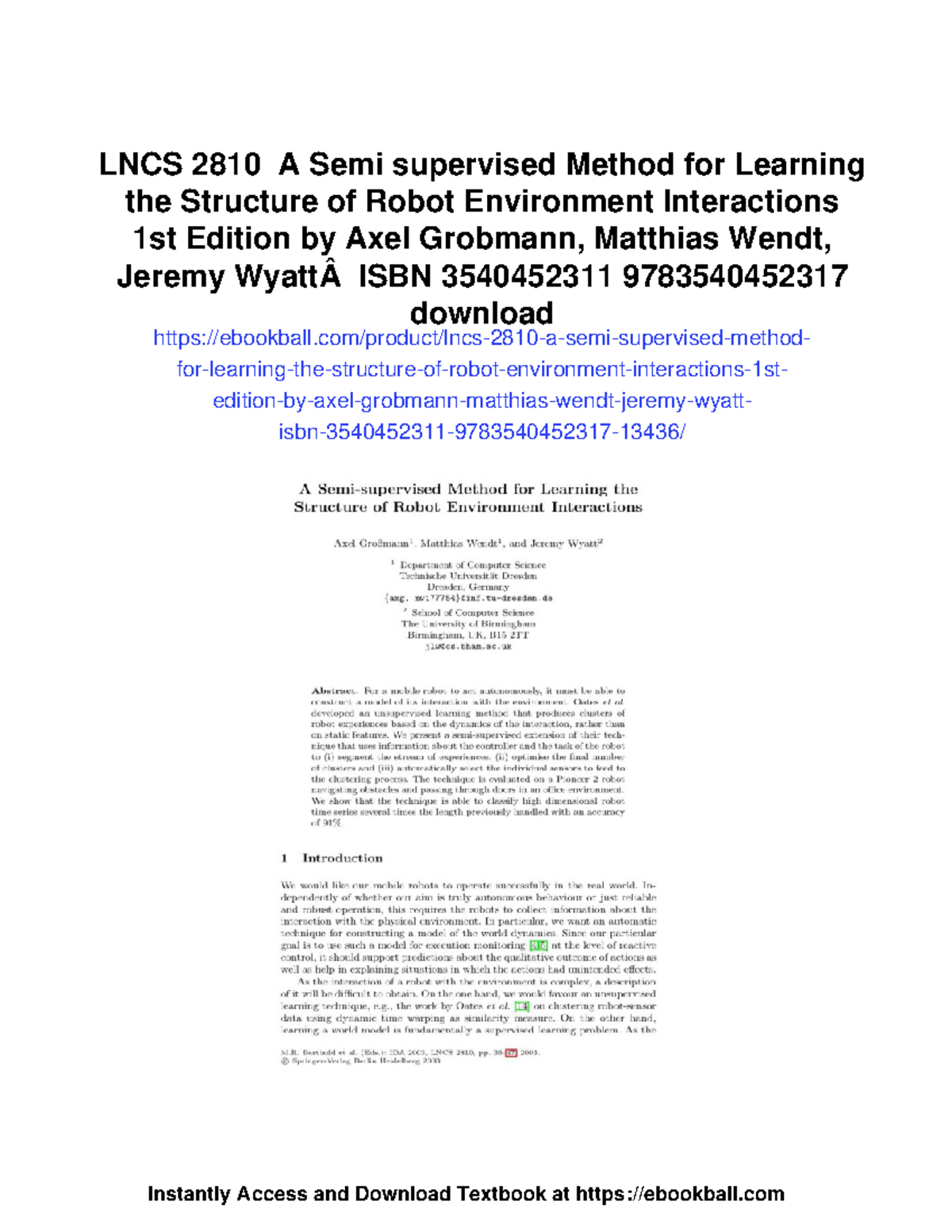 Lncs 2810 A semi-supervised method for learning robot environment ...