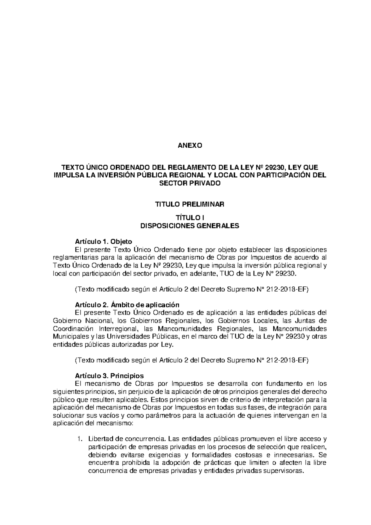 Reglamento de la Ley Nº 29230: Mecanismo de Obras por Impuestos - Document Preview