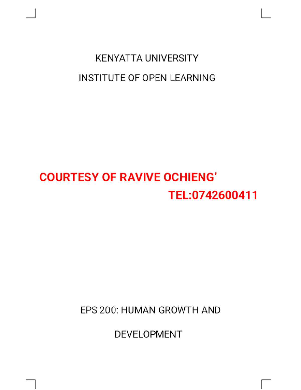 EPS 210: Comprehensive Study Notes on Human Growth and Development ...