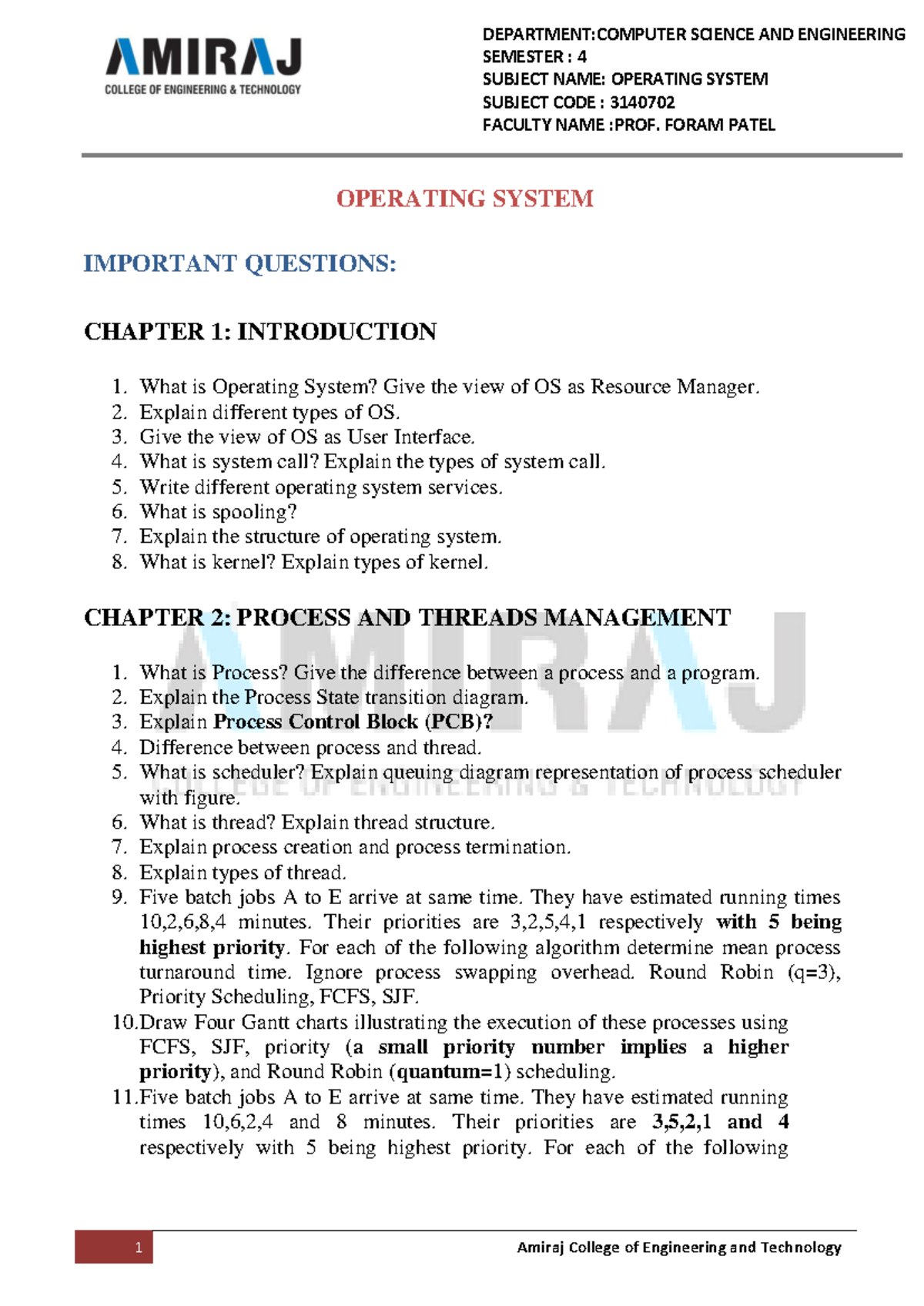 3140702 - Operating System Important Questions: Comprehensive Q&A Guide ...