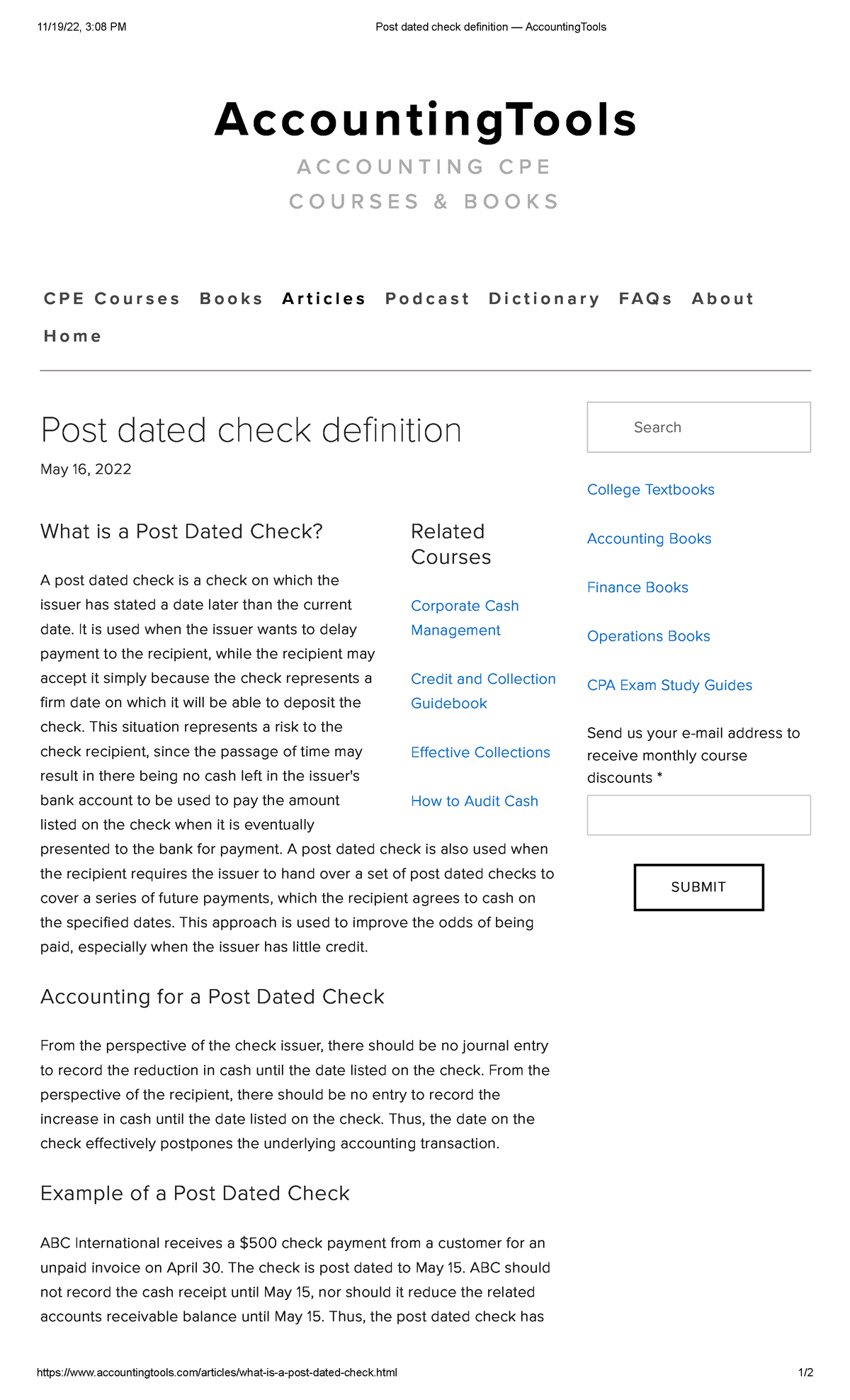 What Is Post Dated Check