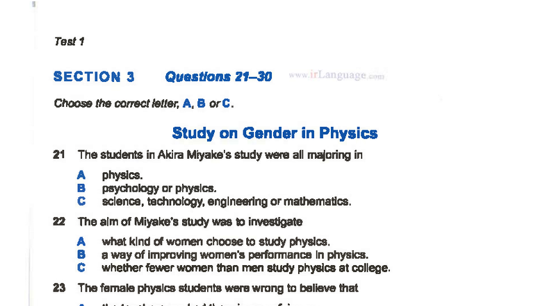Cambridge 11 Listening Test 3 & 4 Questions and Answers - Studocu
