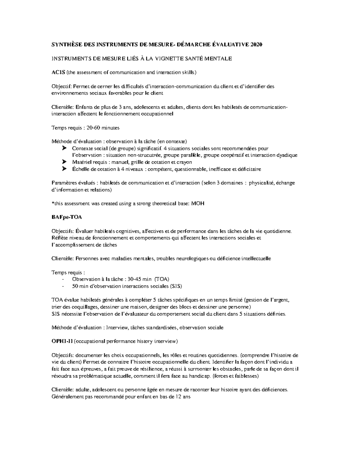 Synthèse DES Instruments DE Mesure - SYNTHÈSE DES INSTRUMENTS DE MESURE ...