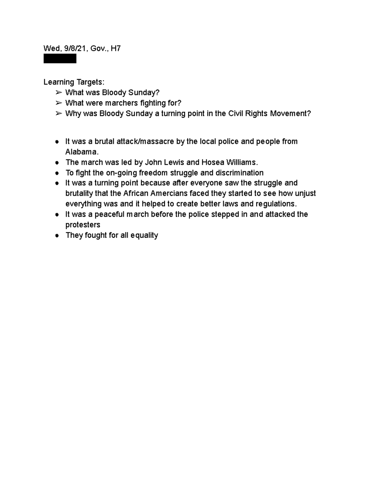 HIST 101: Bloody Sunday in the Civil Rights Movement Notes - Studocu