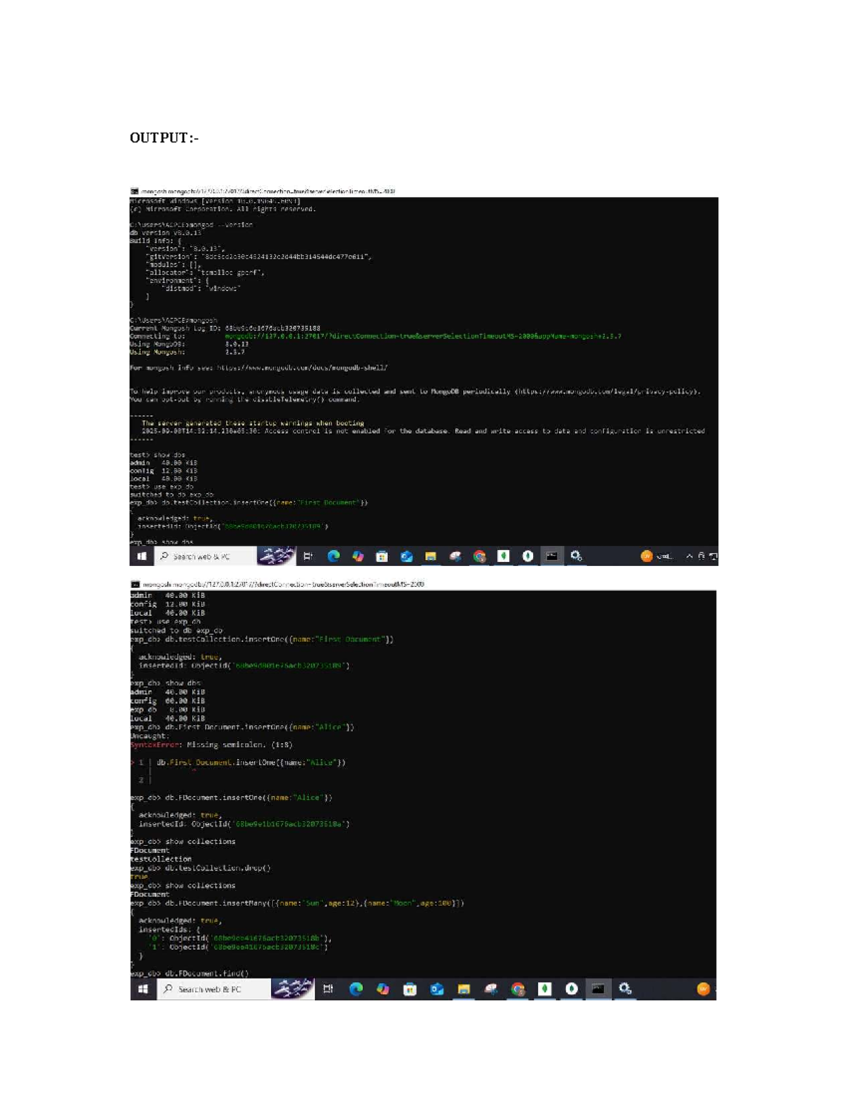 C:S. MongoDB 8.0.13 Setup & Usage Notes - Tan BDAexp 3 - Studocu
