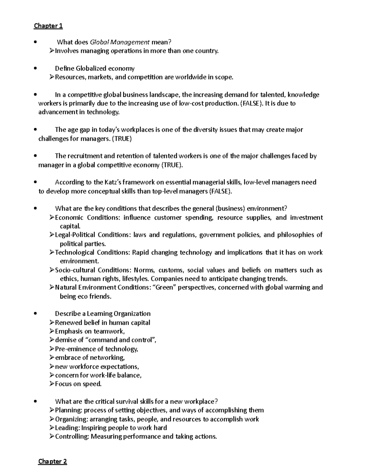 Lecture Notes: Economics - Global Management (Chapters 1 - 13 ...