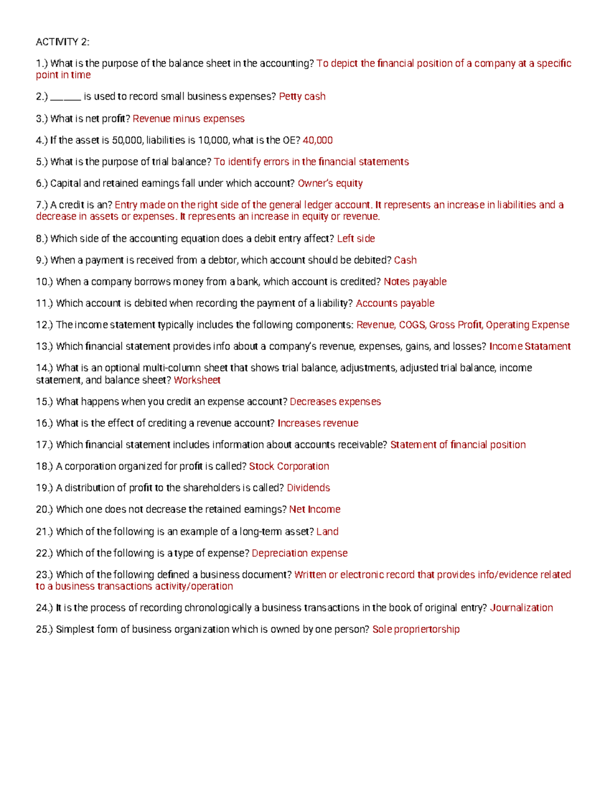 POA 2 Basic Activity: Key Concepts in Accounting and Financial ...
