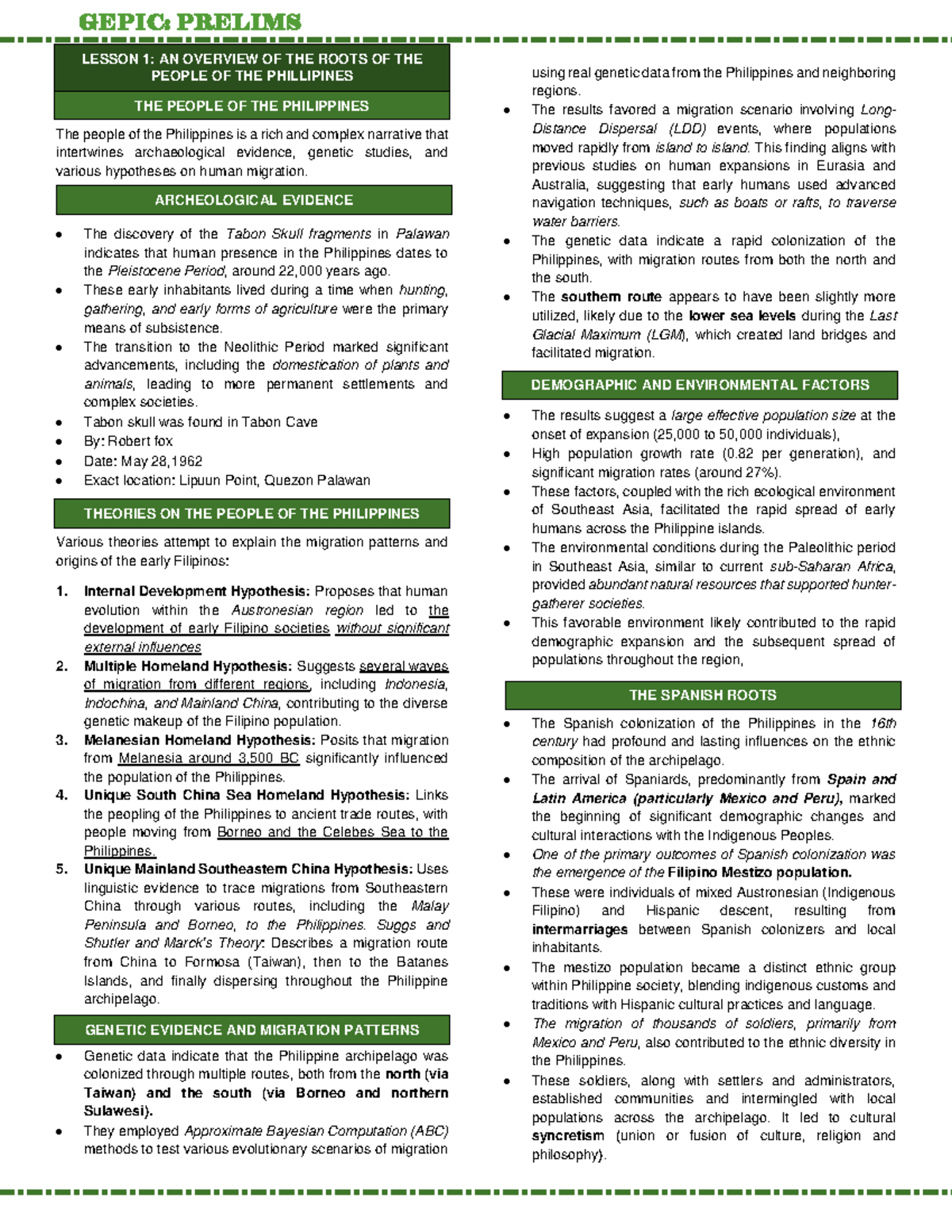 Gepic L1 L2 - Nursing Minor Subject - The people of the Philippines is ...