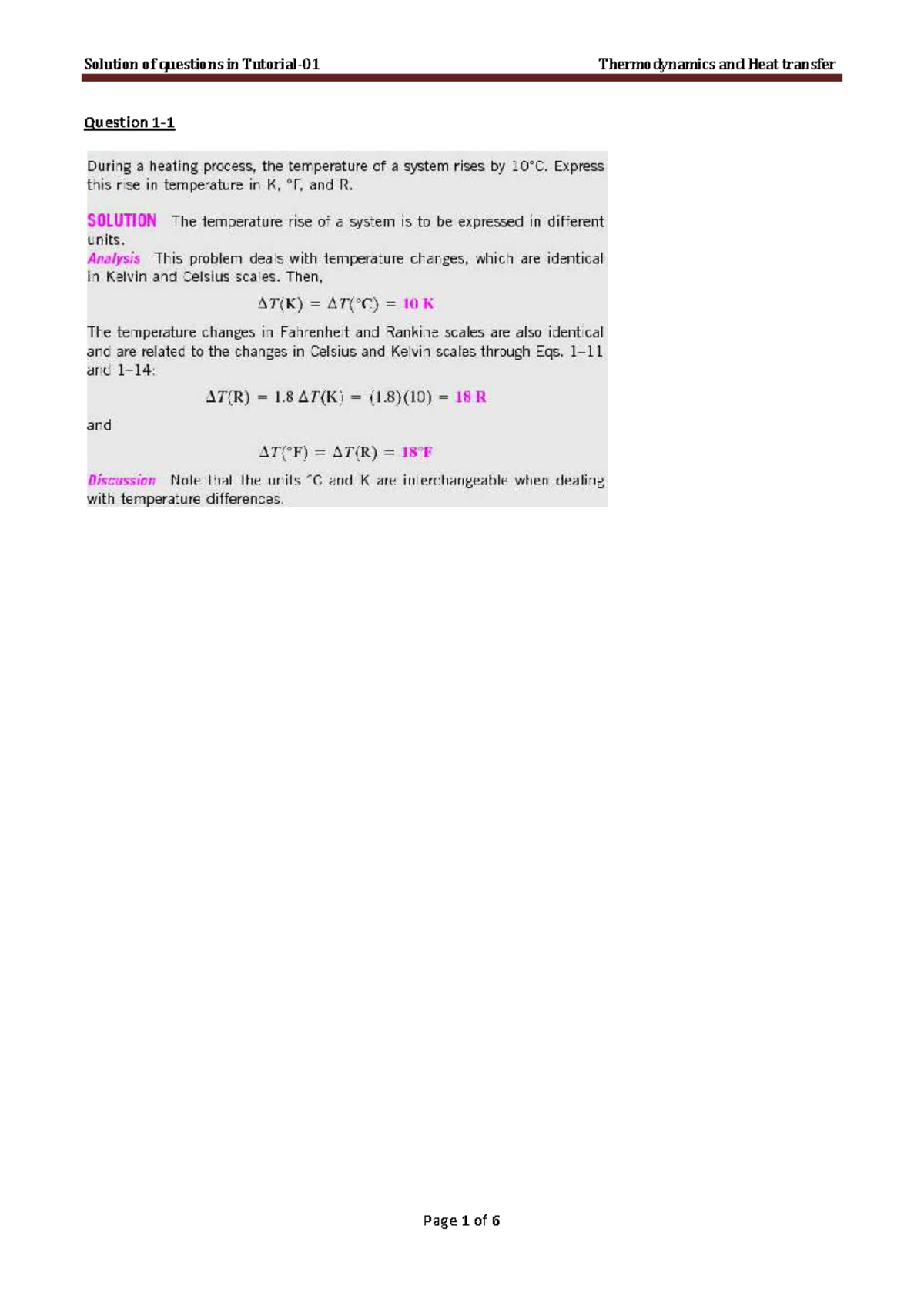 Thermodynamics and Heat Transfer Solutions (Course Code: TH101) - Studocu