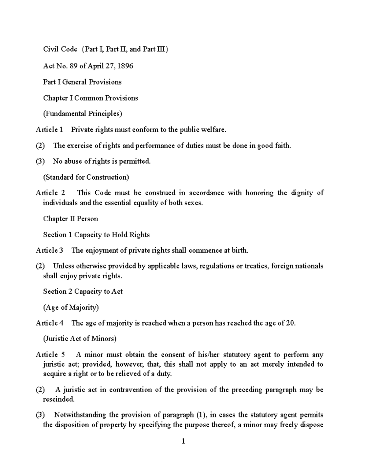 BLDS NHAT BAN Civil Code FULL - Civil Code（Part I, Part II, and Part ...