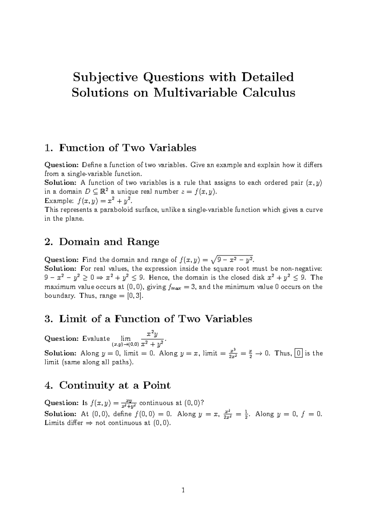 MTH165 Btech Unit 4 Practice Set: Subjective Questions & Solutions ...