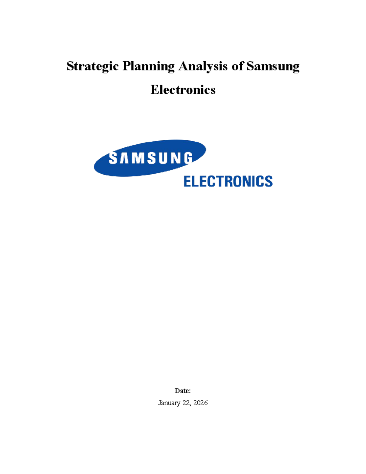 Strategic Planning Analysis of Samsung Electronics (SP-2026) - Studocu