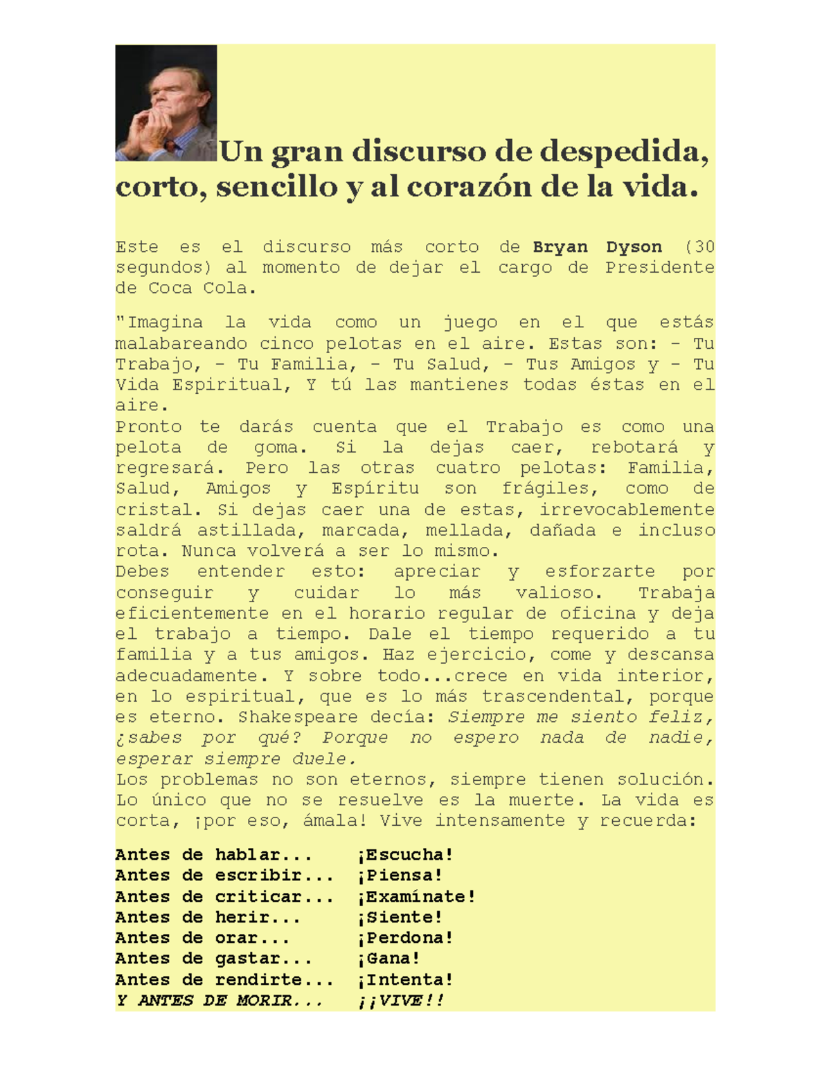 Discurso de Despedida de Bryan Dyson para el Parcial ESP-301 - Studocu, image size:1200x1553