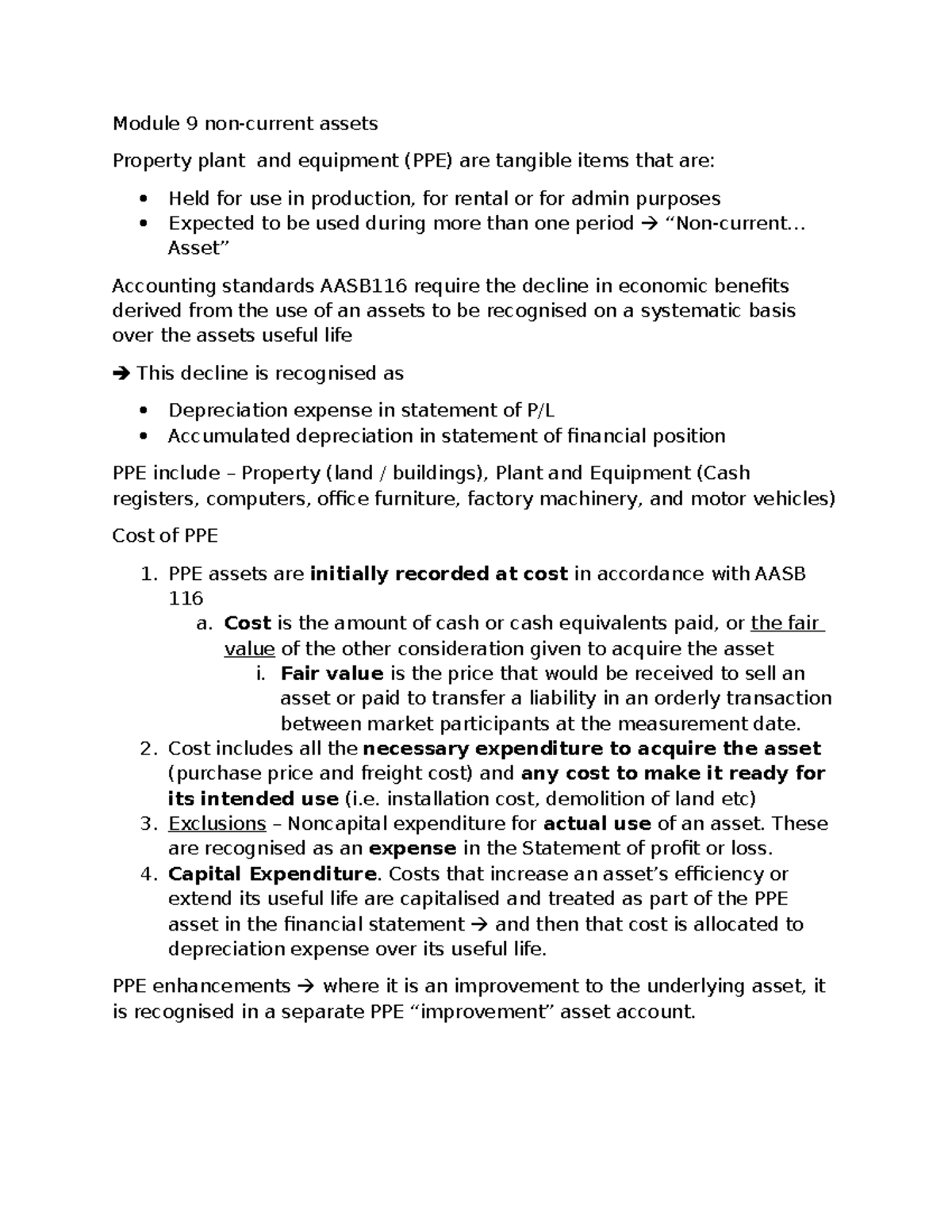 Week 9 Non-Current Assets: Property, Plant, and Equipment (PPE) Notes ...
