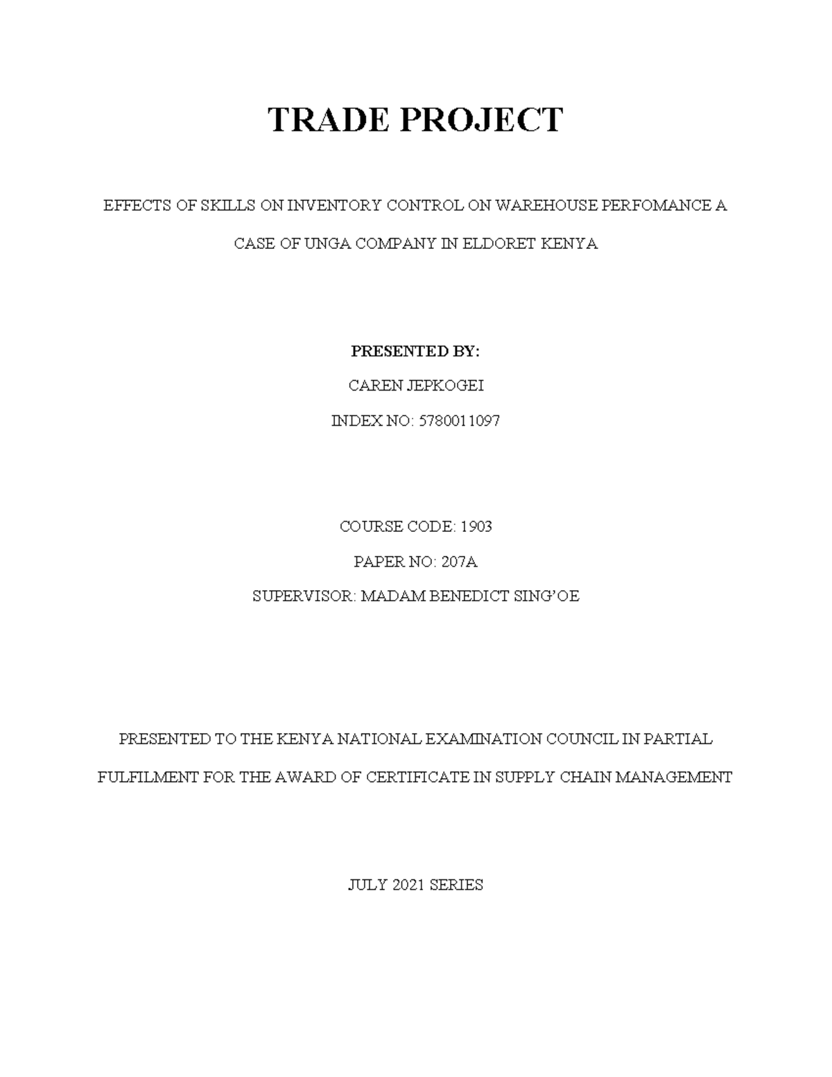 Effects of Skills on Inventory Control & Warehouse Performance: A Case ...