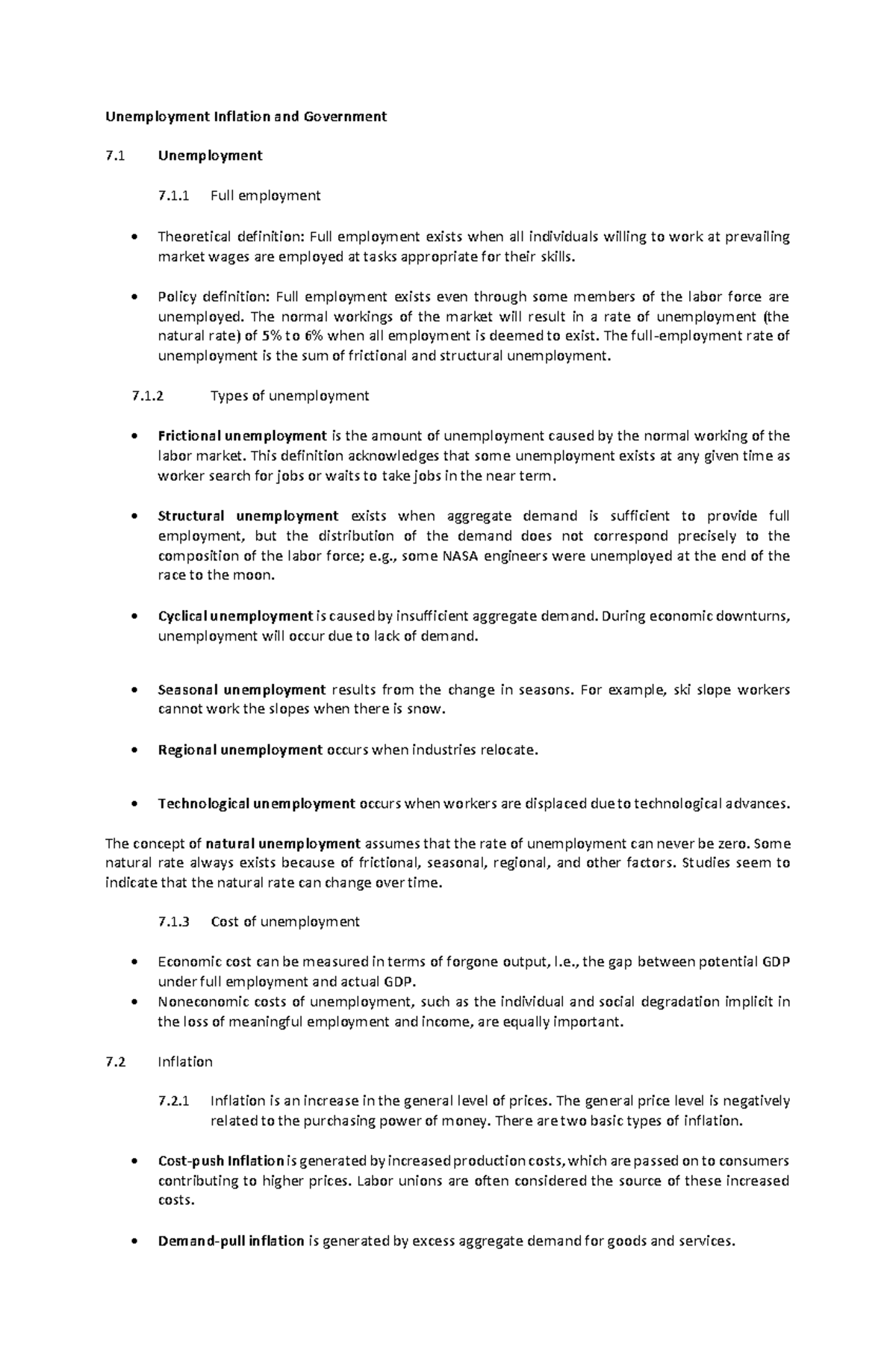 LEC 7 Macroeconomic Analysis Unemployment Inflation AND Government ...
