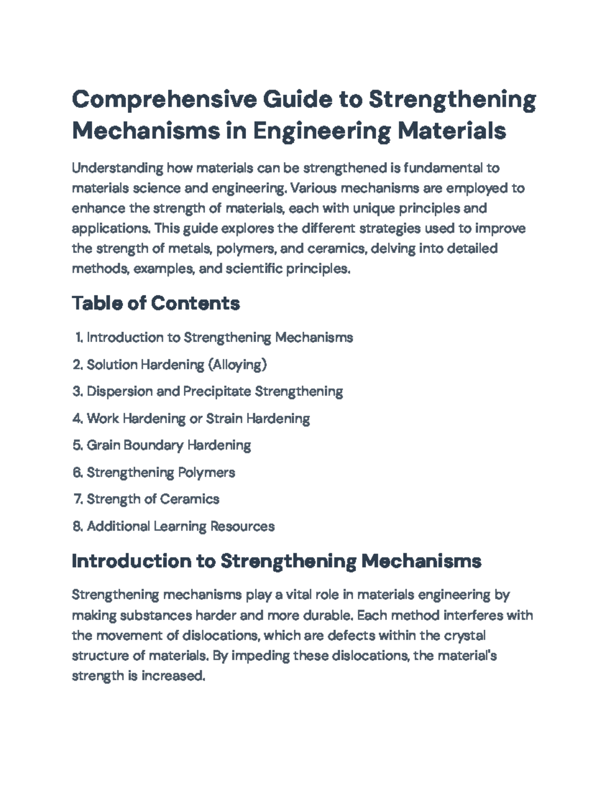 Comprehensive Guide to Strengthening Mechanisms in Engineering ...