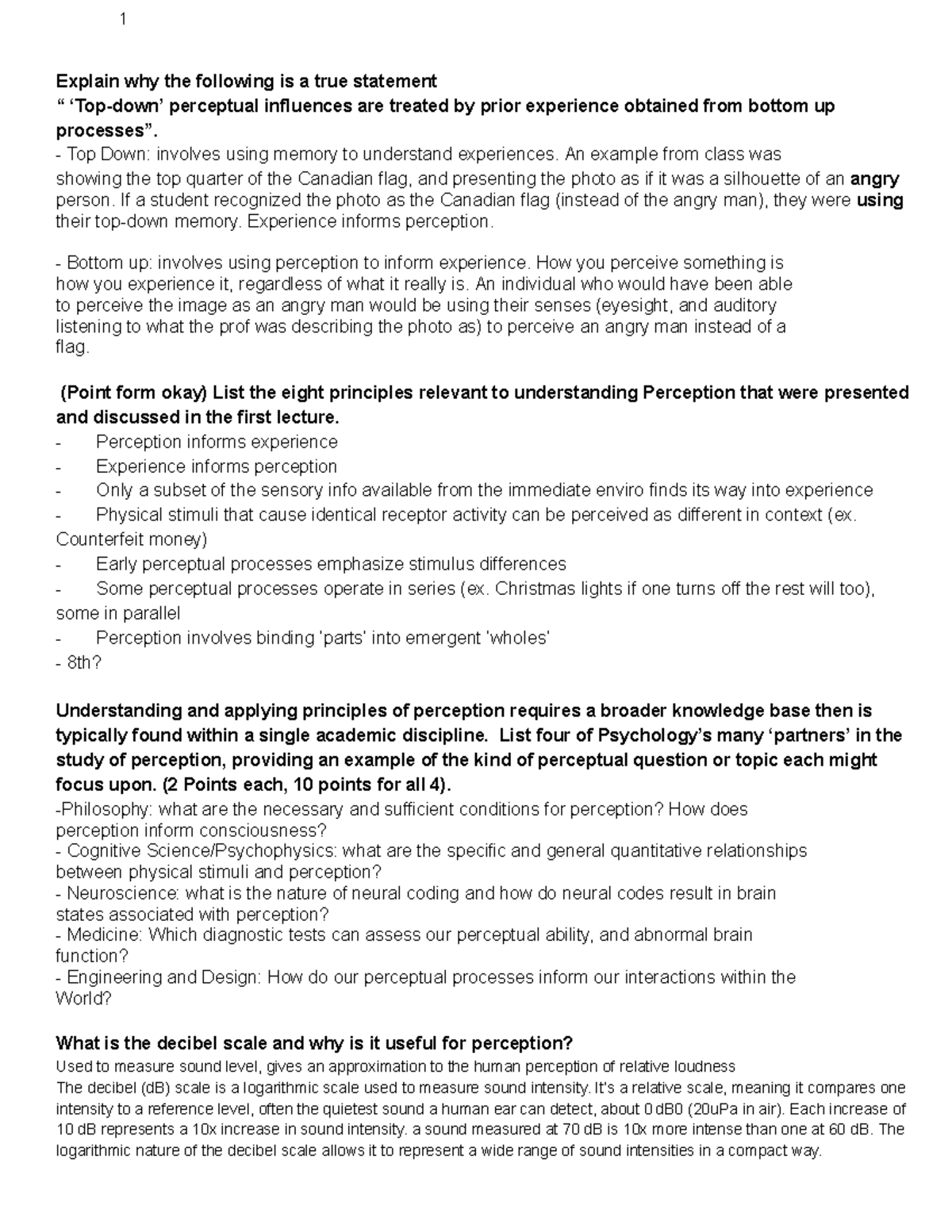 PSYC3702 Midterm Review: Key Concepts in Perception and Sensory ...