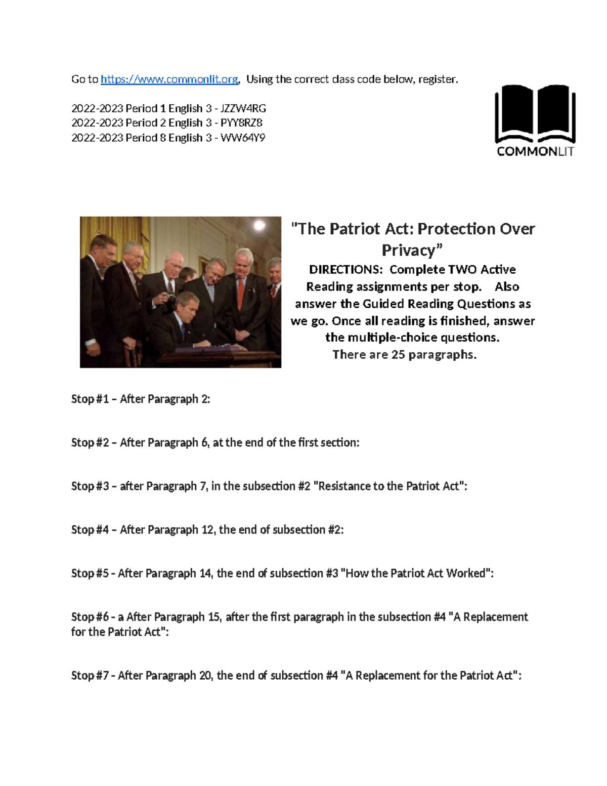 The Patriot Act: Protection Over Privacy Active Reading Assignments ...