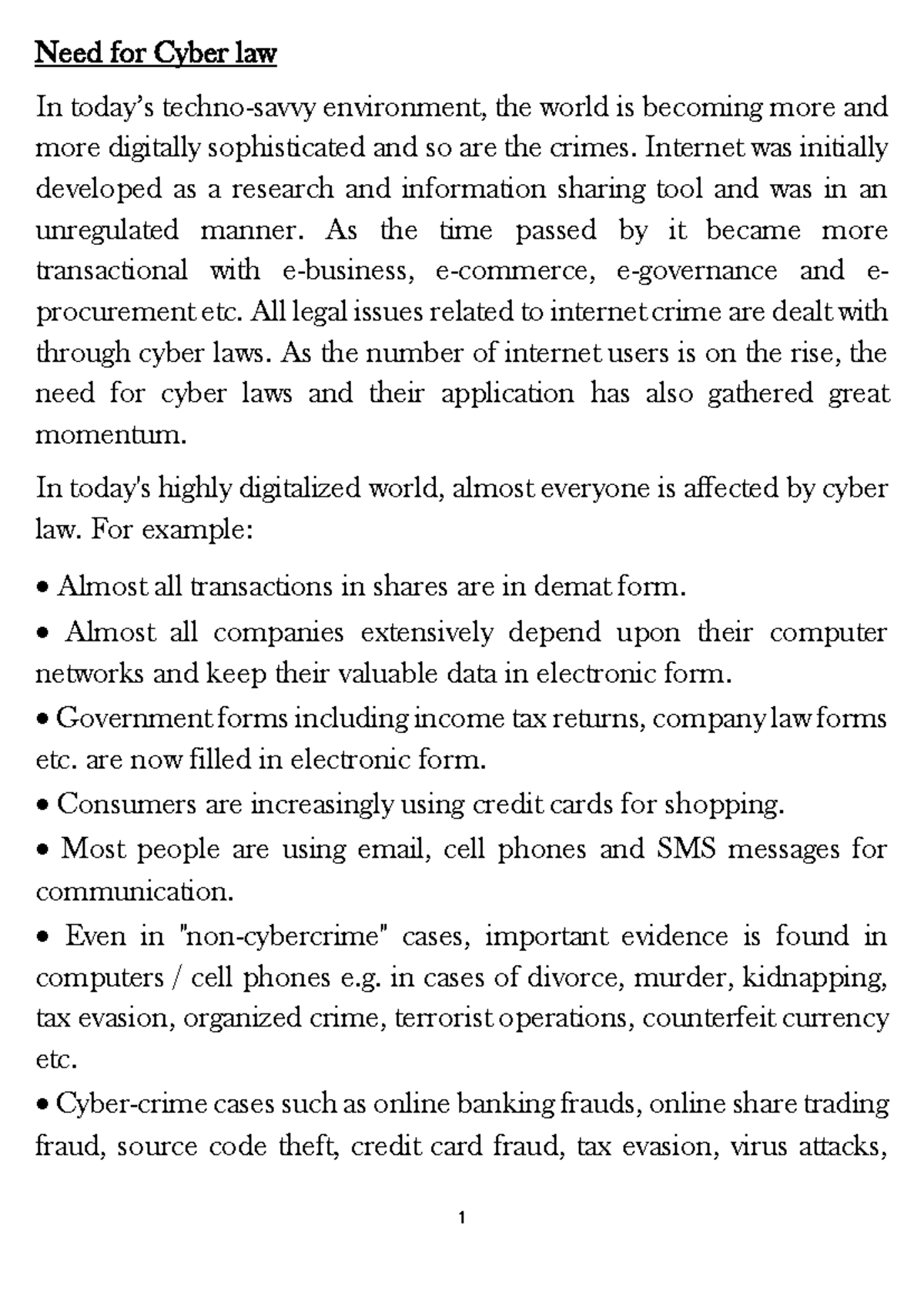 Need for Cyber Law: Addressing Digital Crimes and IPR Issues in India ...