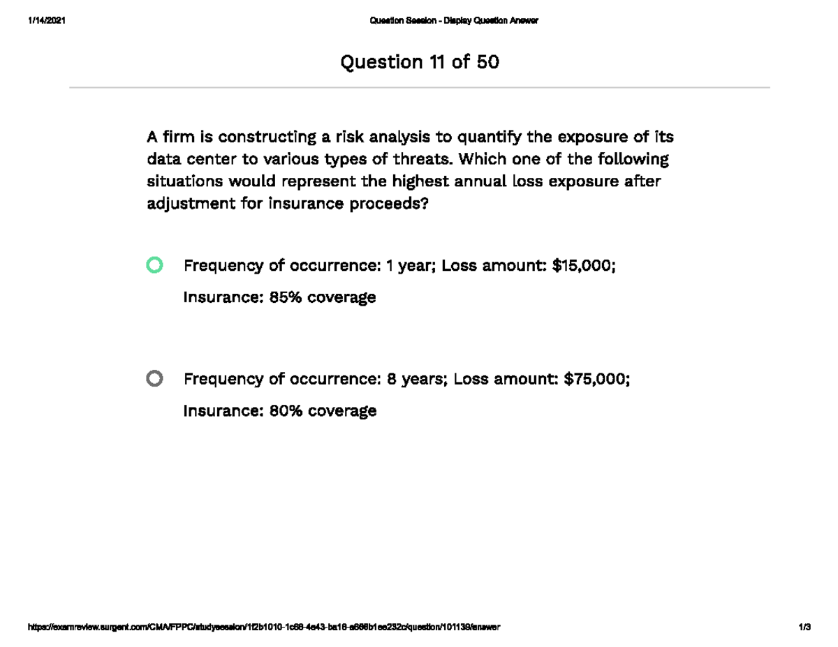 358 - formulas - Question Session Display Question Answer Question 11 ...