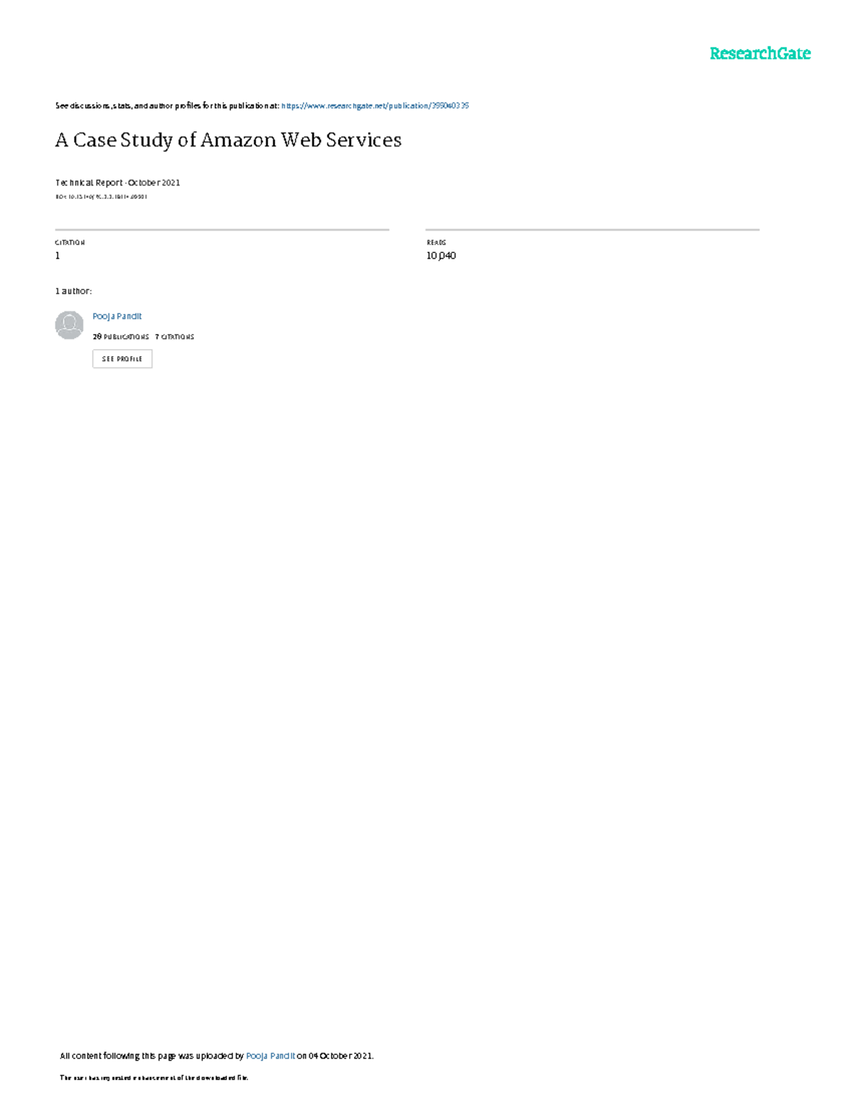 Case Study: Exploring Amazon EC2 and AWS Features - Studocu