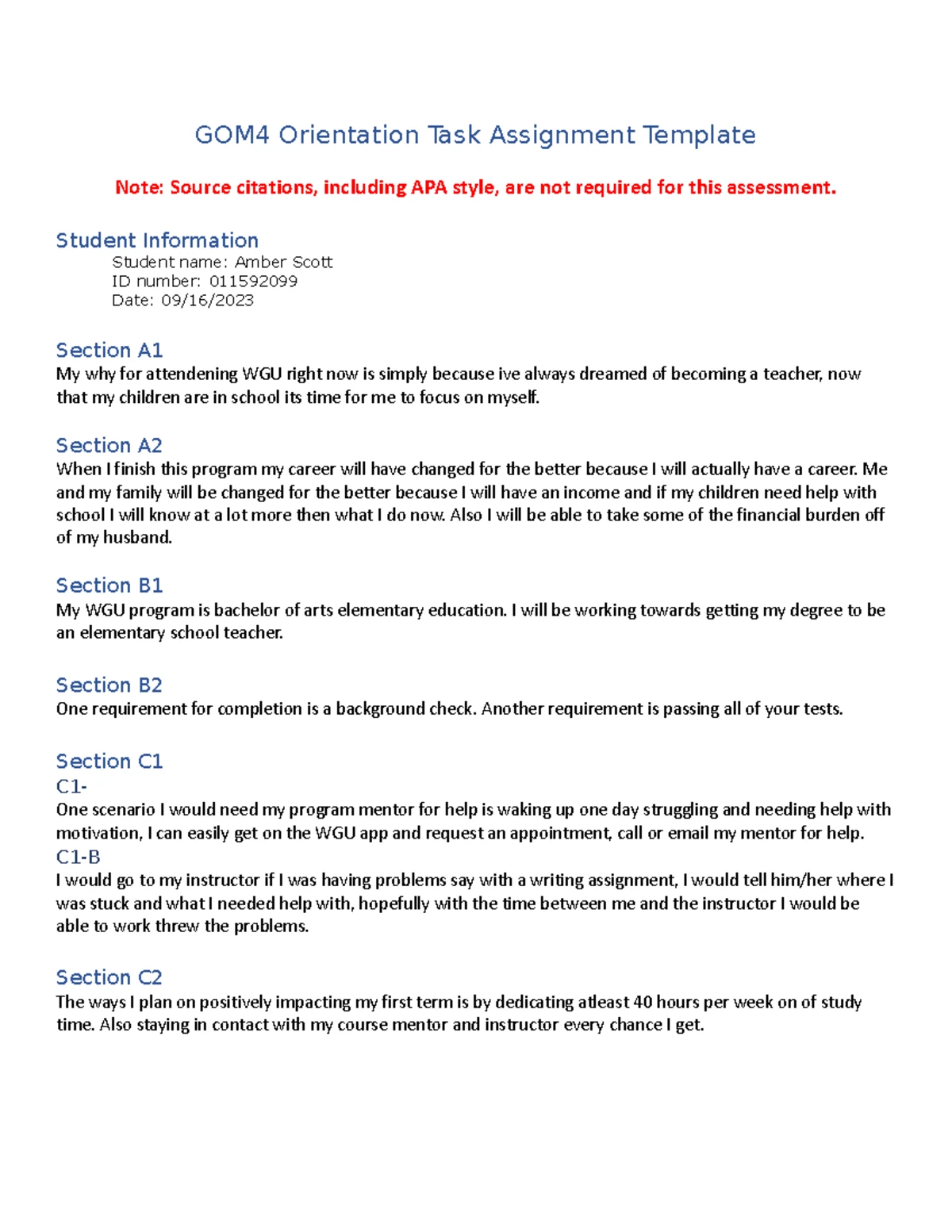 D269 Task 1 Template: Text Analysis with Composition Strategies - Studocu