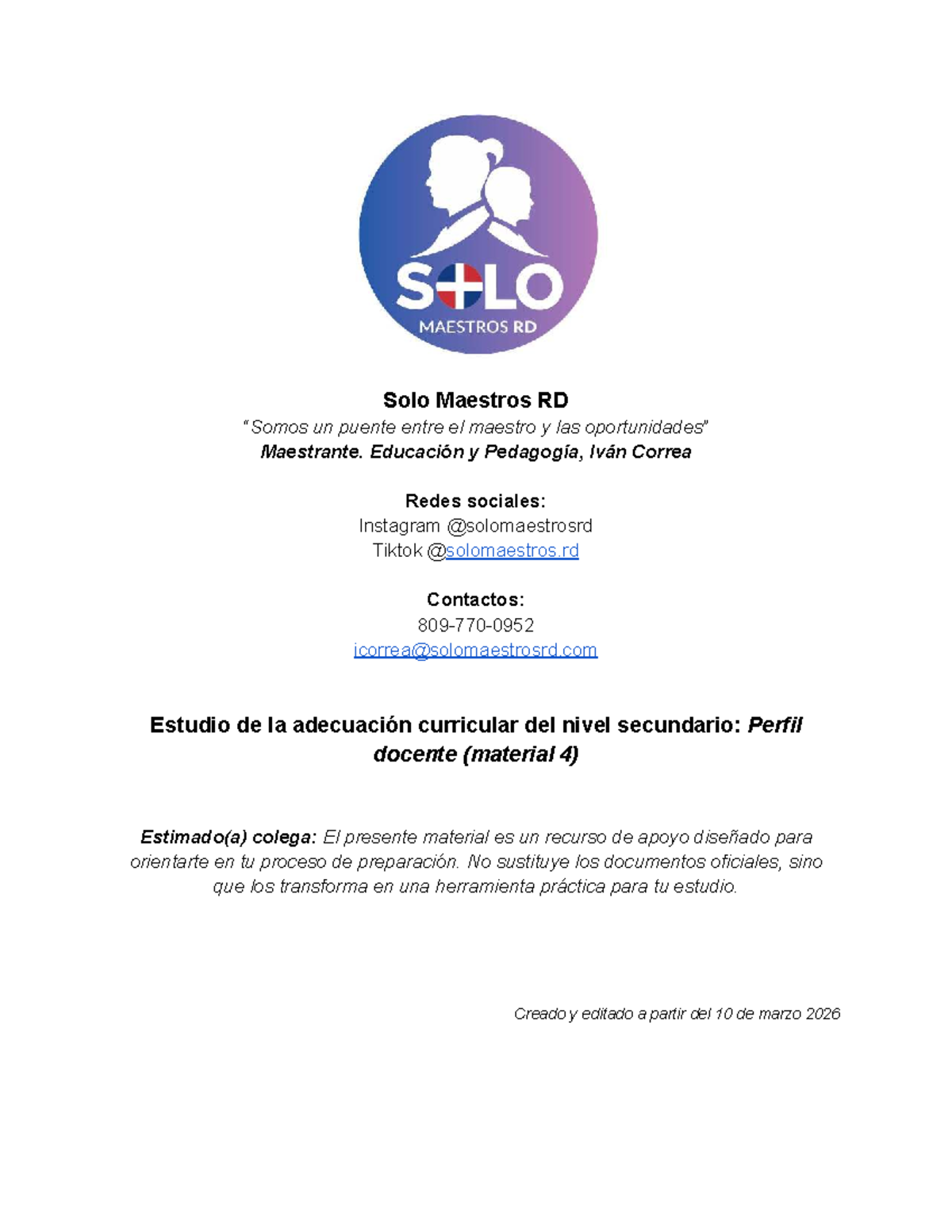 SMRD - Estudio sobre el Perfil Docente en Educación Secundaria - Studocu