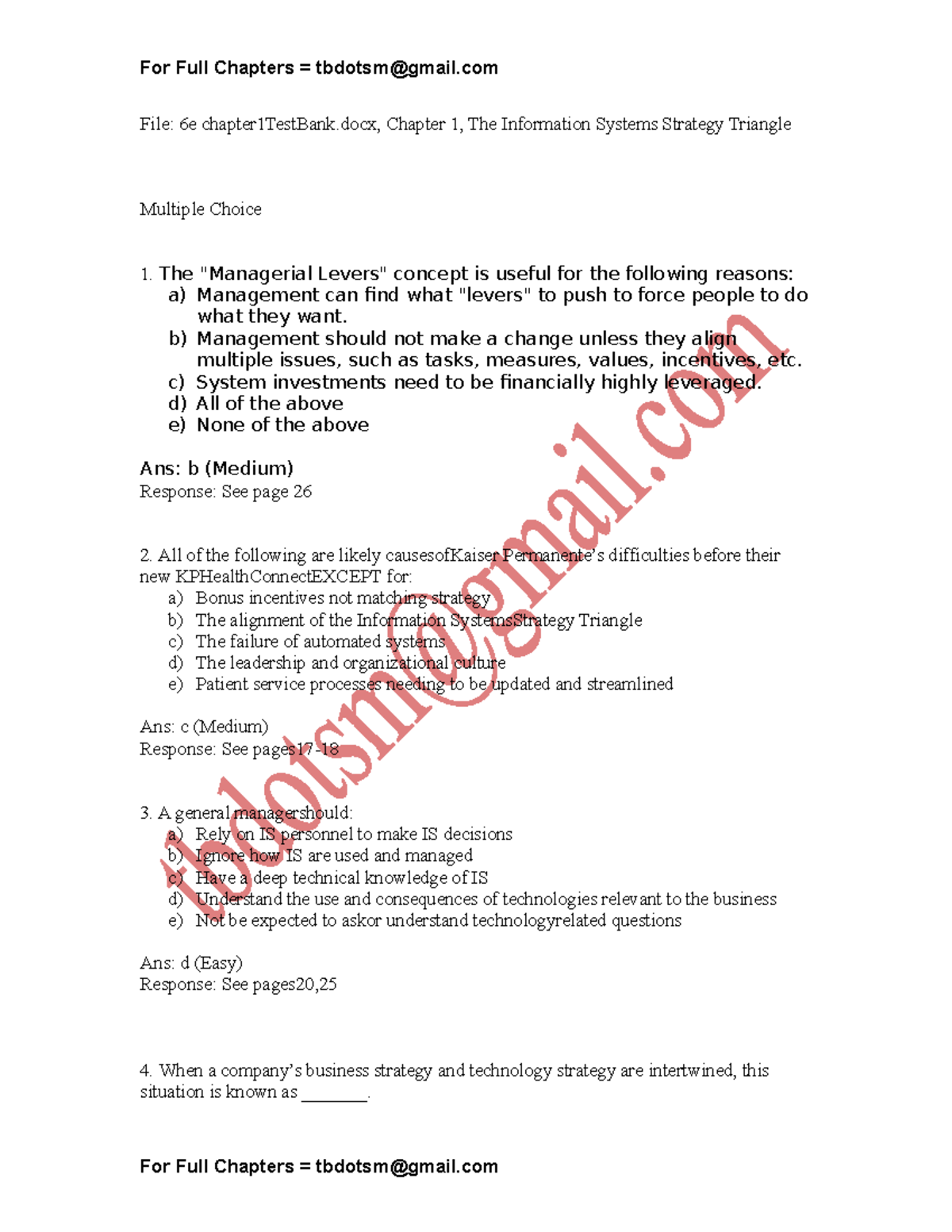 Test Bank for Managing and Using Information Systems (6e): Chapter 1 ...
