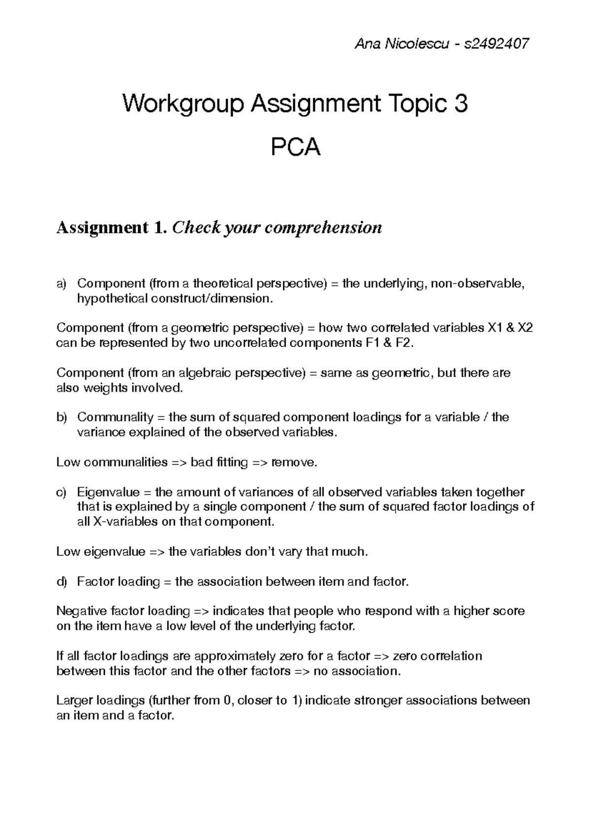 PCA Workgroup Assignment 3 Analysis and Comprehension (Week 4 ...