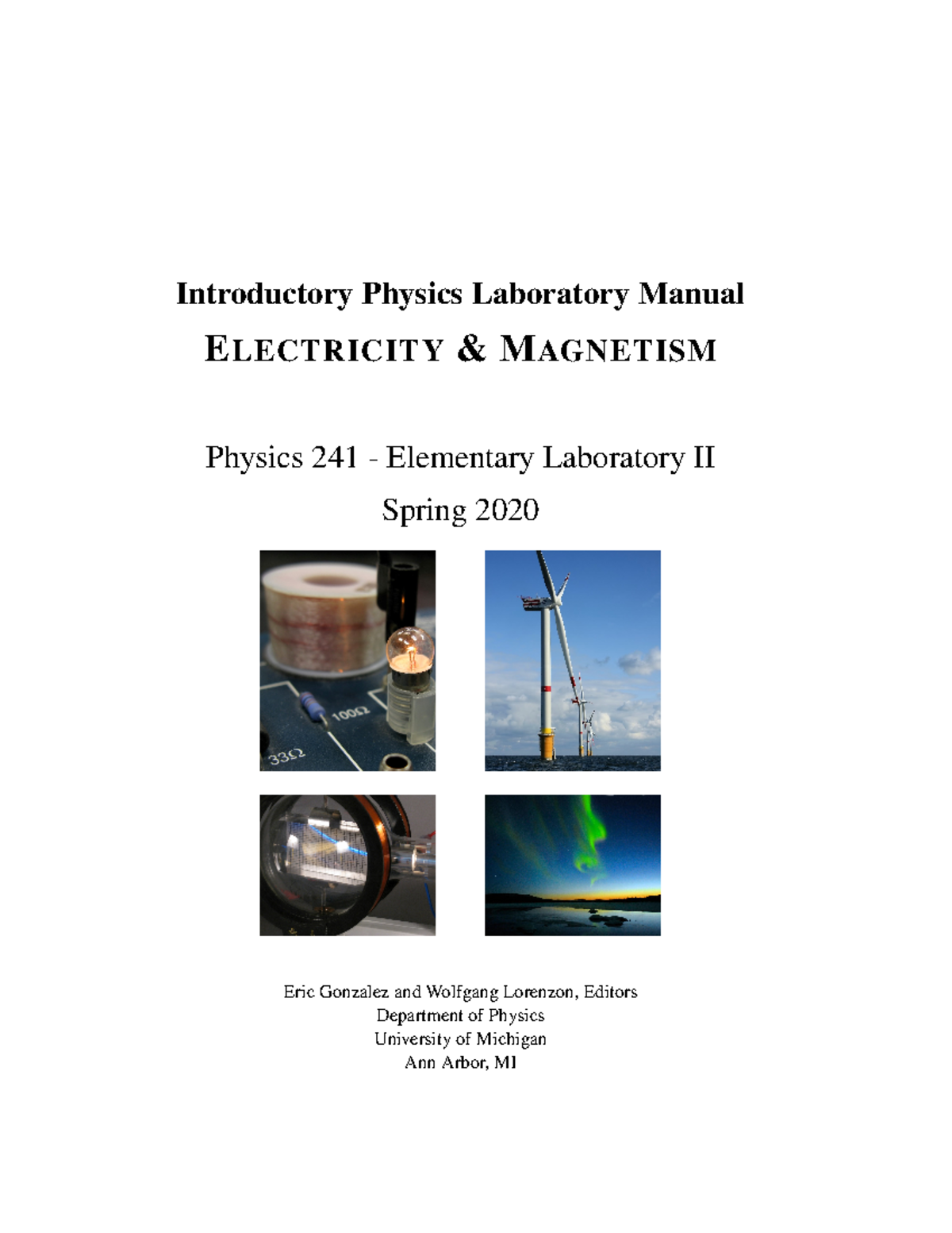 Physics 241 Lab Manual: Exploring Electricity & Magnetism in Spring ...