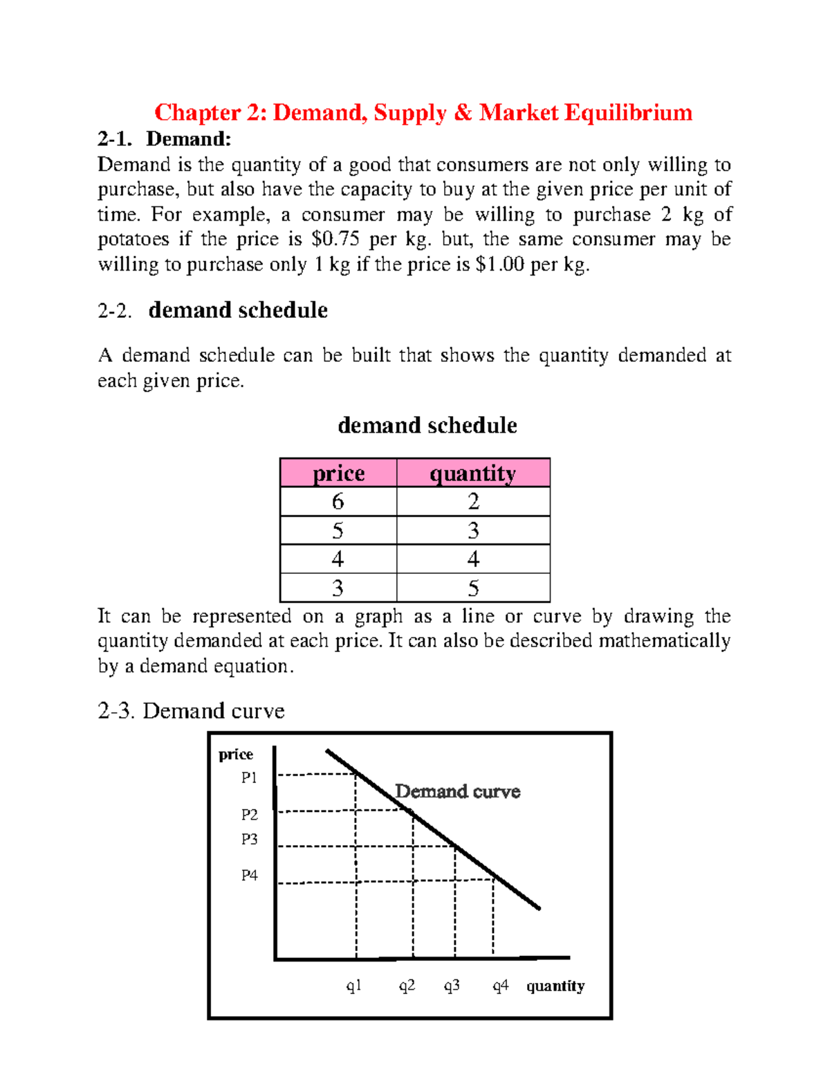 Chapter 2: Demand, Supply & Market Equilibrium - MBA 8483 237 - Studocu