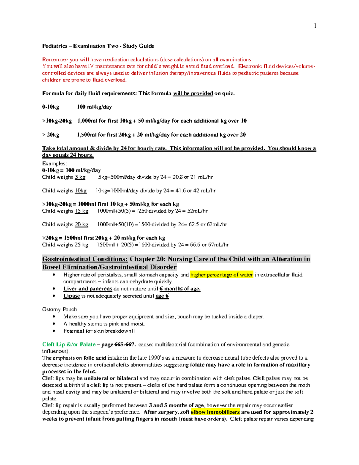 PEDS 202 - Exam 2 Comprehensive Study Guide on Pediatric Care - Studocu