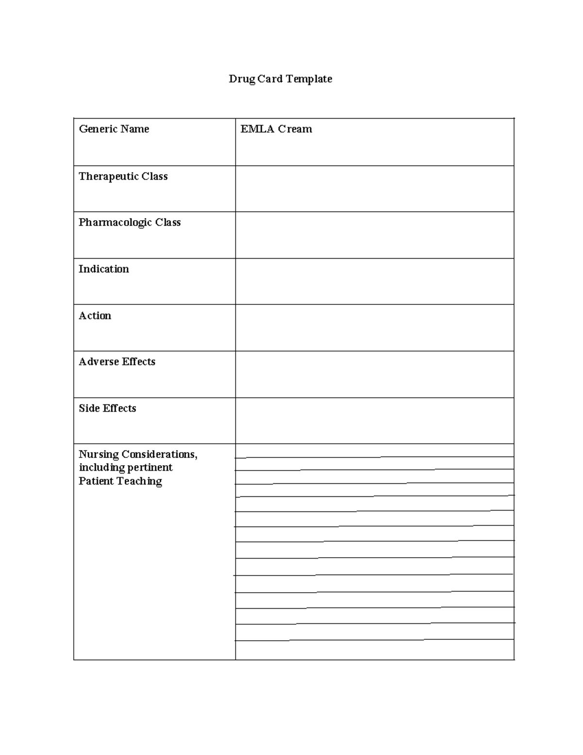 Drug Card Template 2025 - NUR 204 - Drug Card Template Generic Name ...