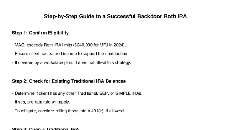 Backdoor Roth IRA Guide: Steps for Successful Conversion (2024) - Studocu