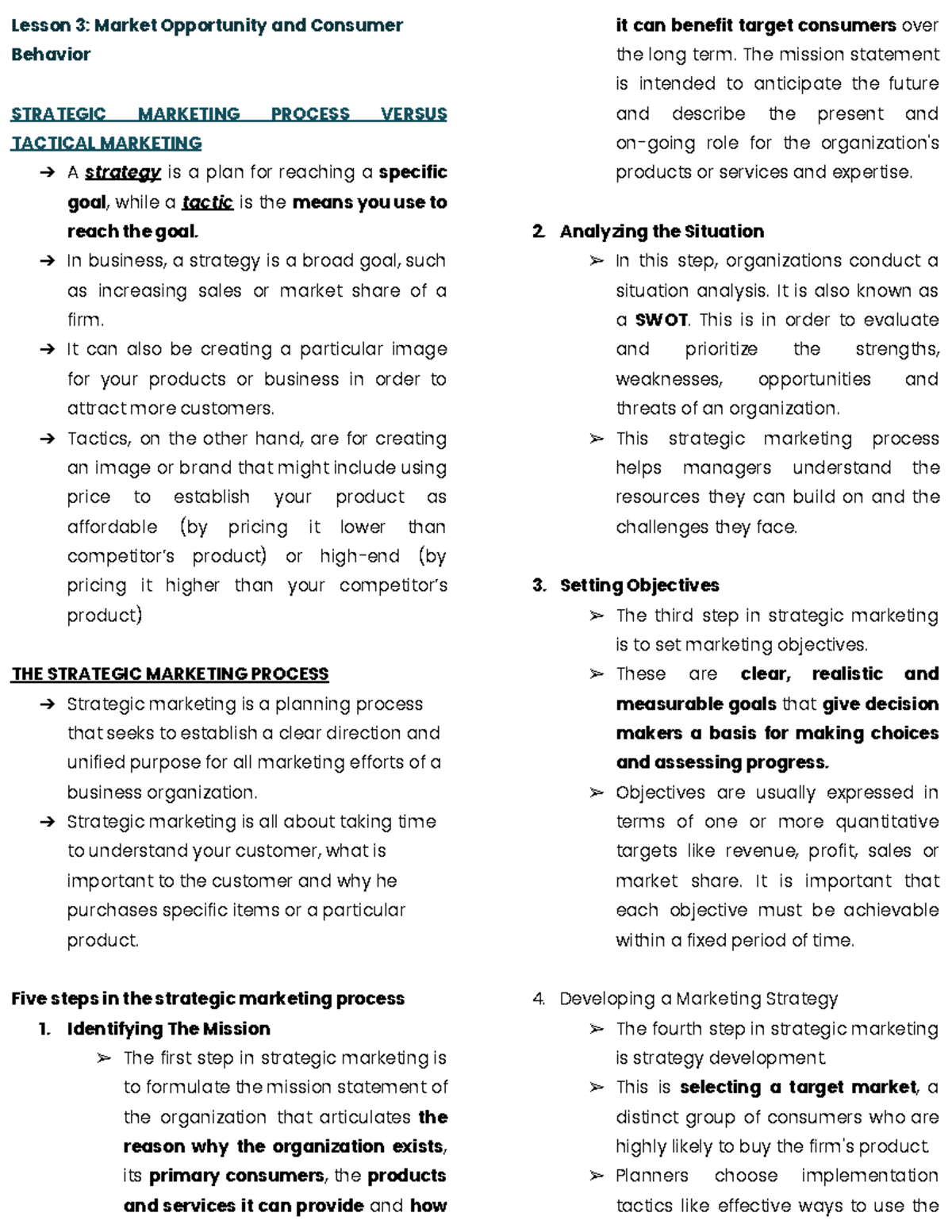 Lesson 3 - Markman Reviewer - Lesson 3: Market Opportunity and Consumer ...