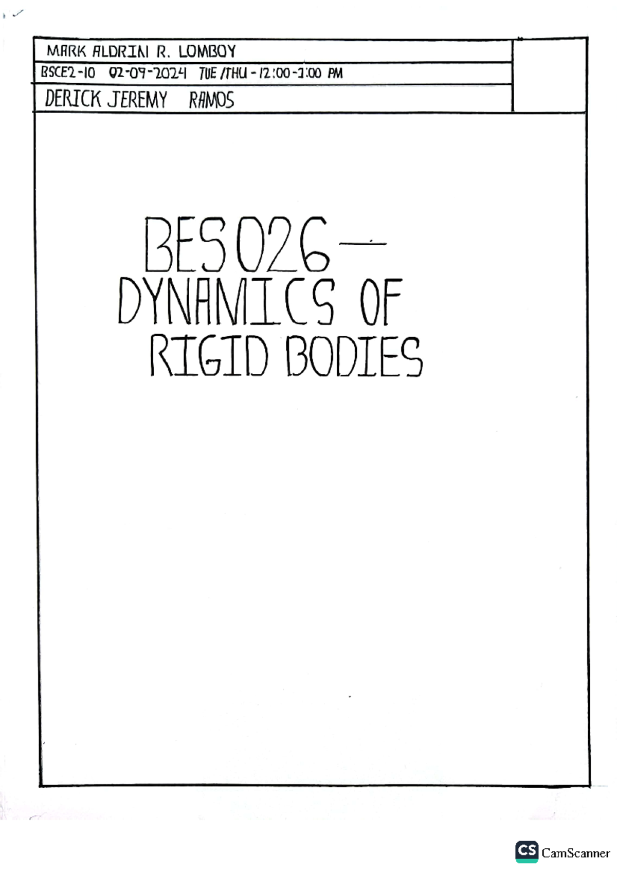 BES026 Midterm Notes: Dynamics of Rigid Bodies & Rocket Motion - Studocu