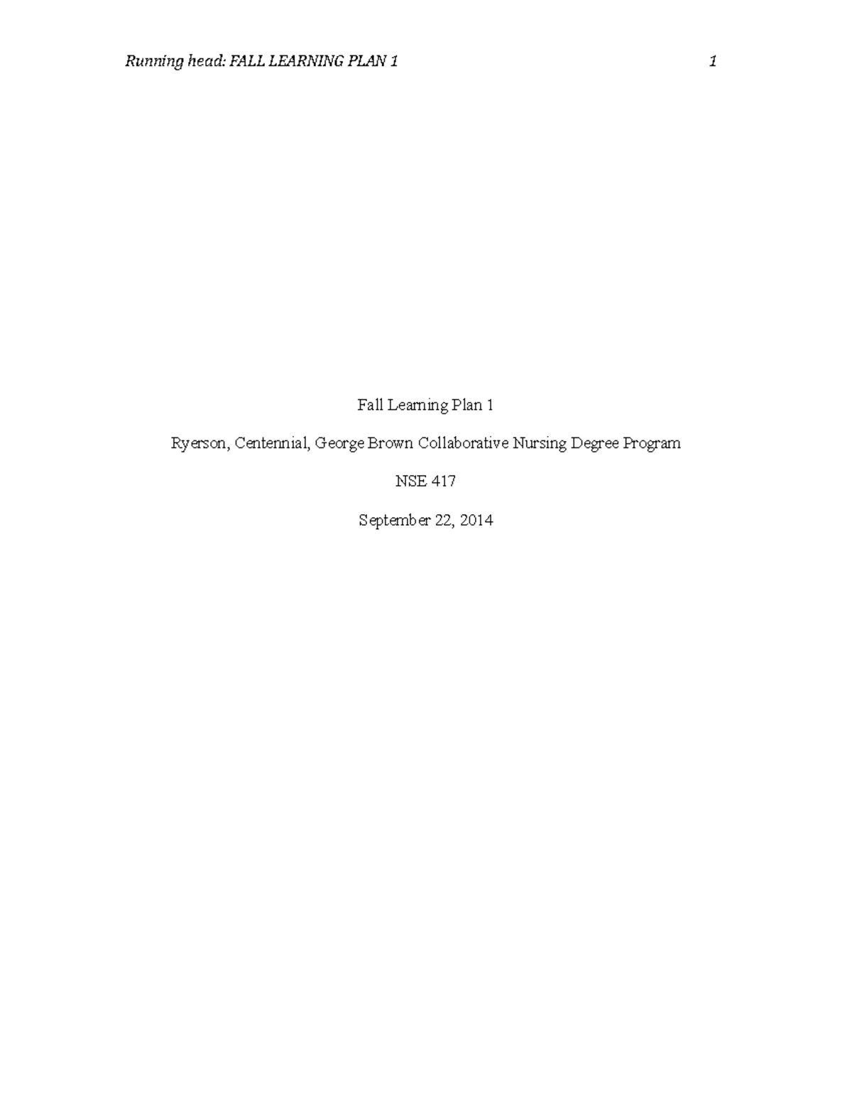NSE 417 Final Fall Learning Plan for Palliative Care Nursing - Studocu