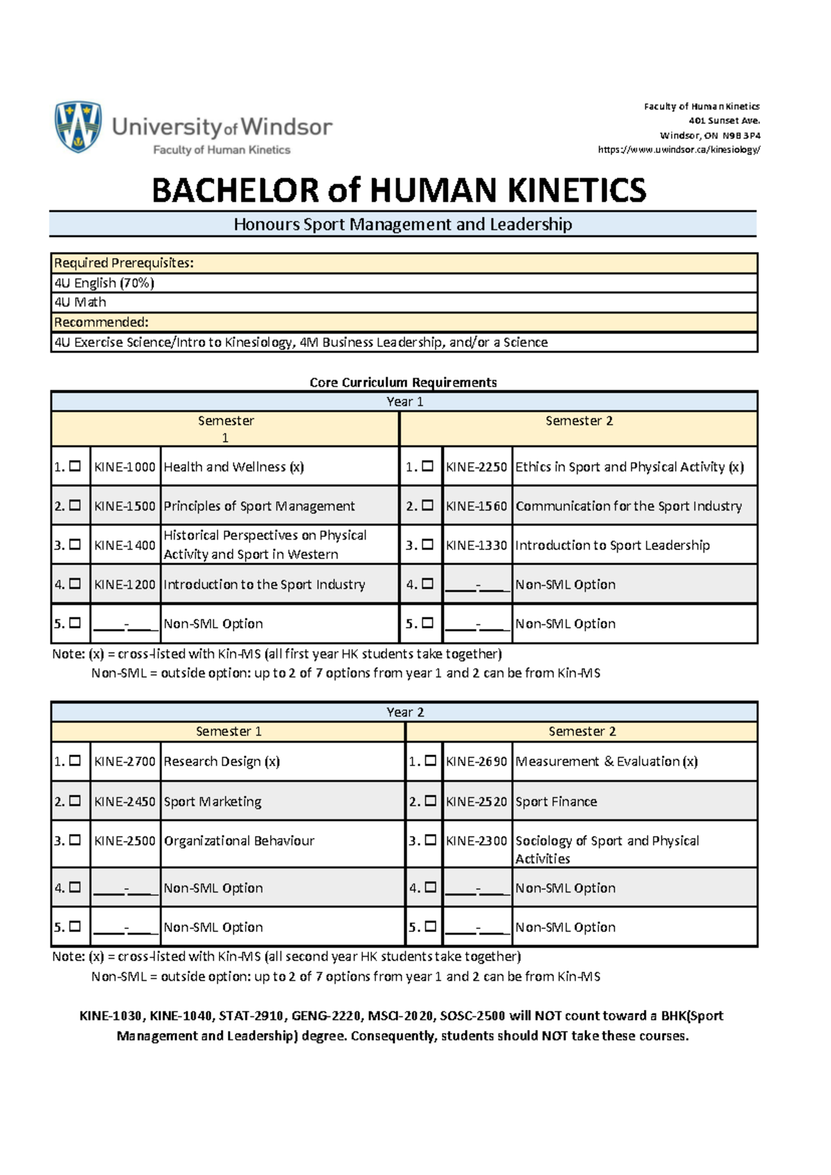 KINE Program Overview & Course Requirements for HK Degree - Studocu