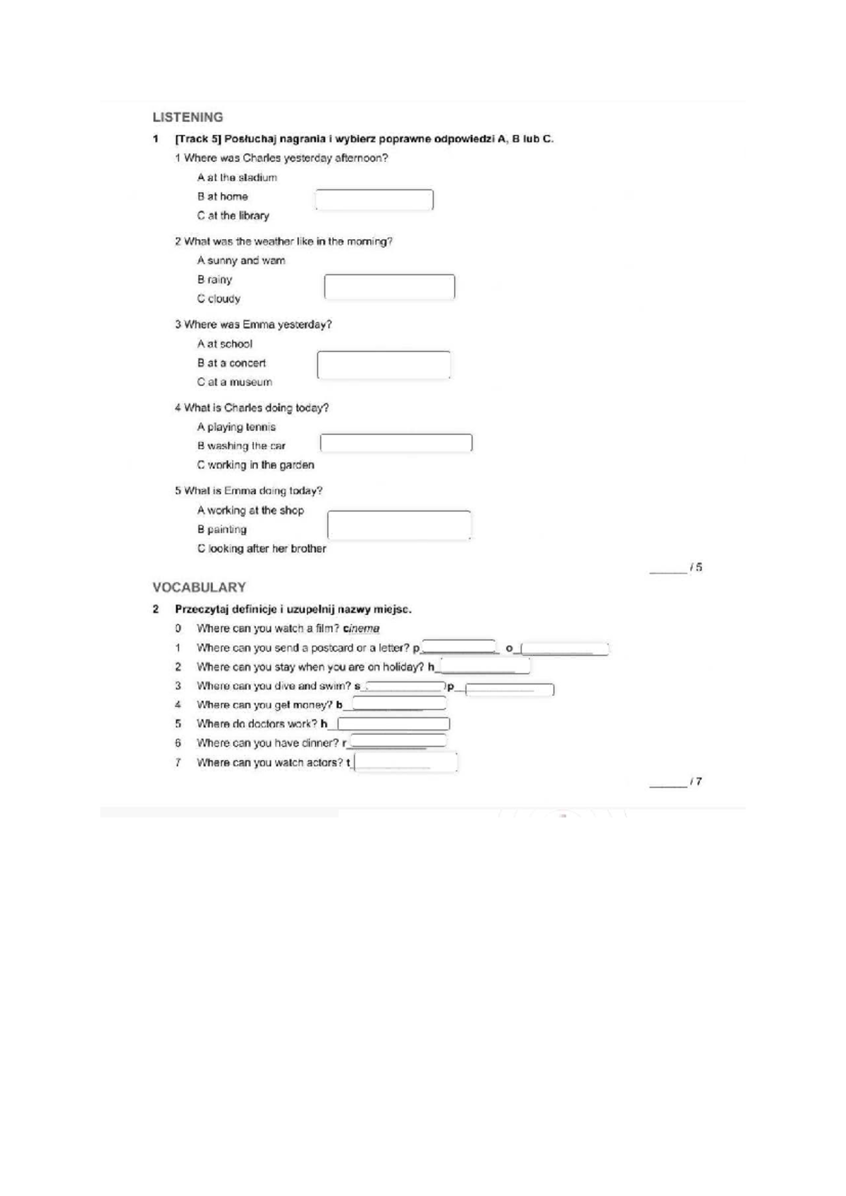 Unit 5 Test - Listening and Vocabulary Exercises - Studocu