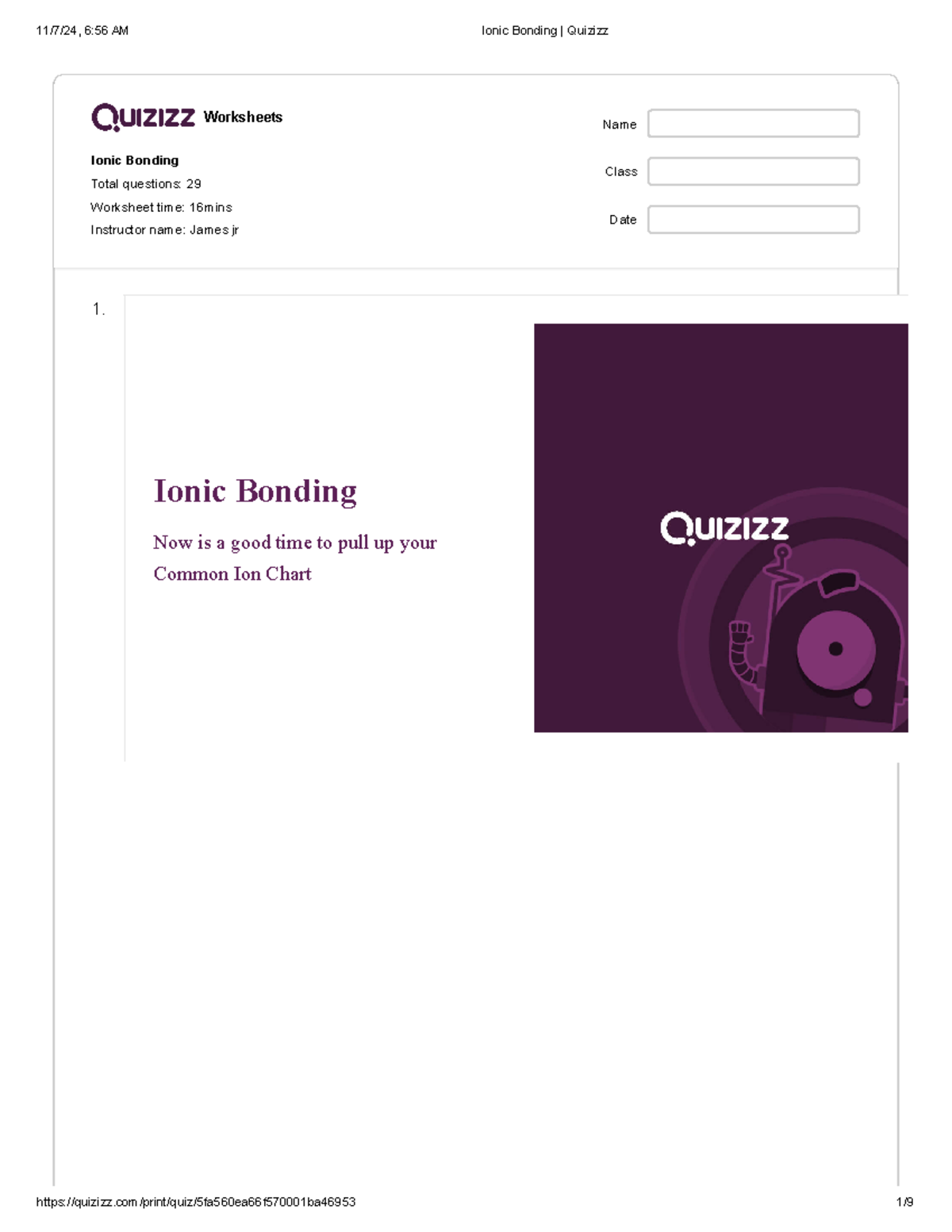 Ionic Bonding homework 11 - Worksheets Ionic Bonding Total questions ...