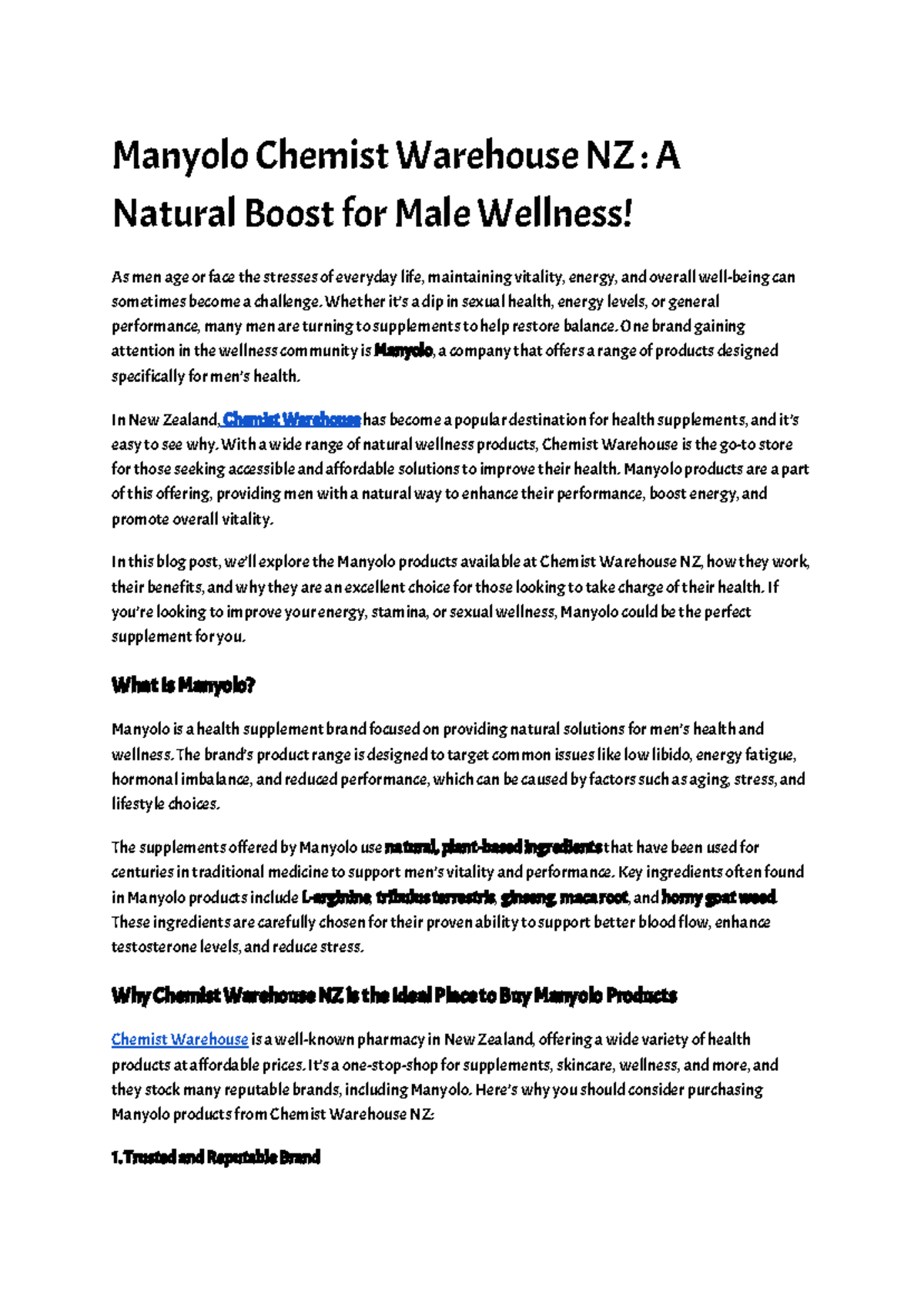 Manyolo Chemist Warehouse NZ A Natural Boost for Male Wellness ...